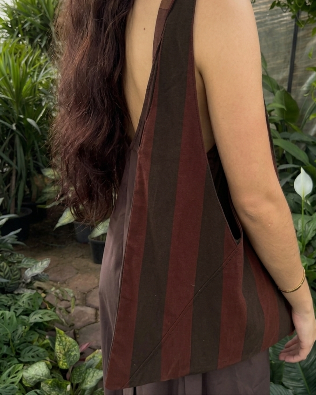 Raya Bag - Striped Dark Brown