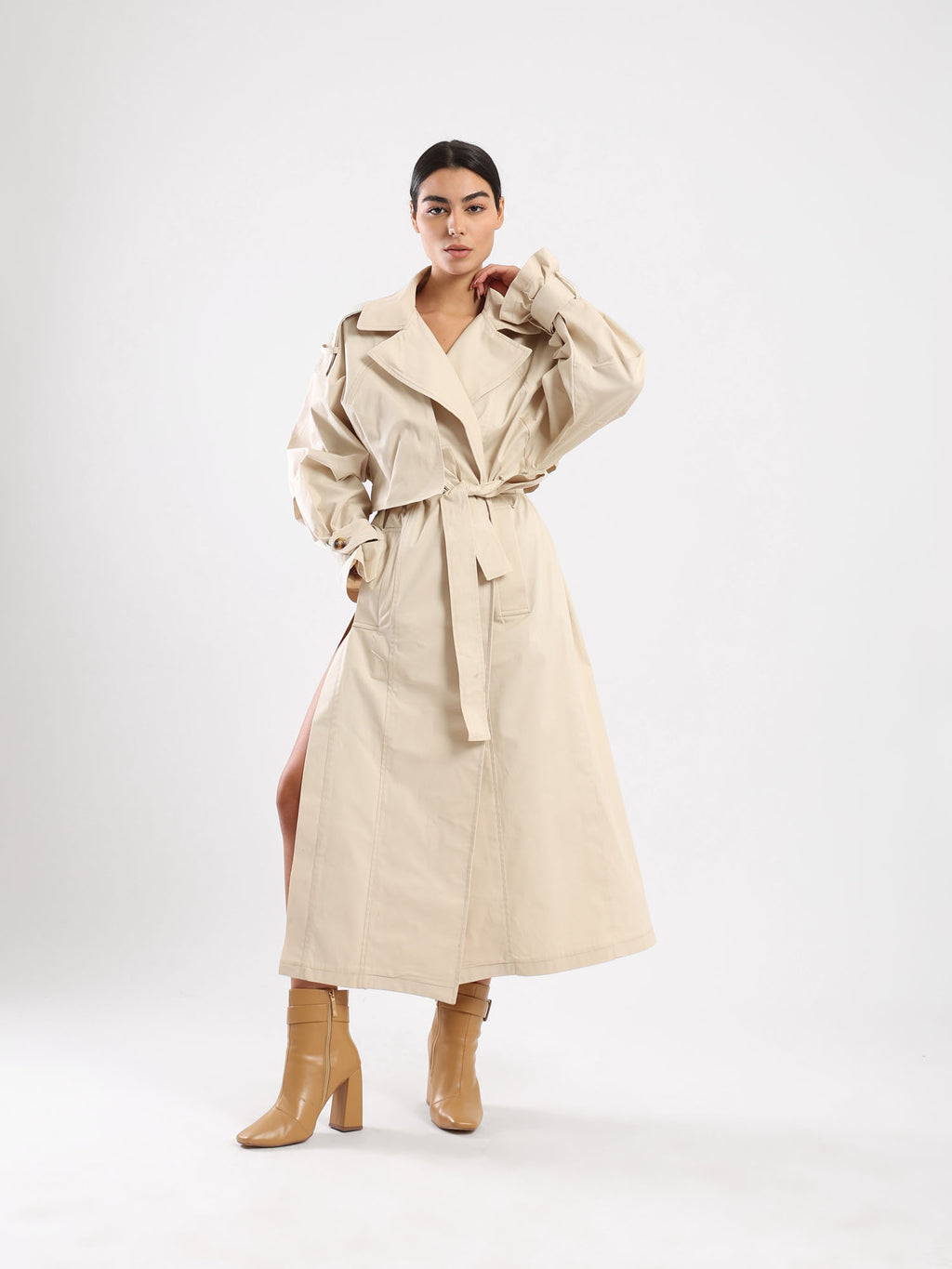 Sophia  Trench Coat - Beige