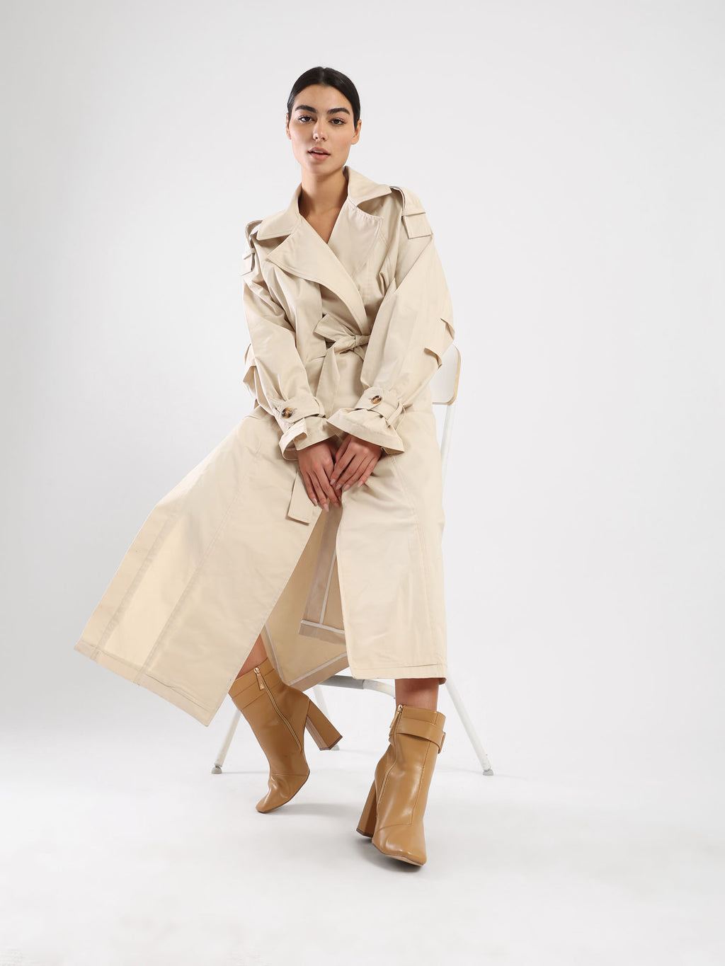 Sophia  Trench Coat - Beige