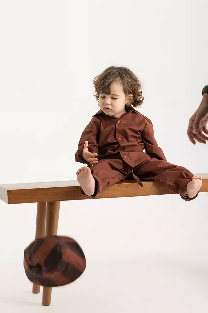 Kiko Kids Long Sleeve Shirt - Chestnut Oxford