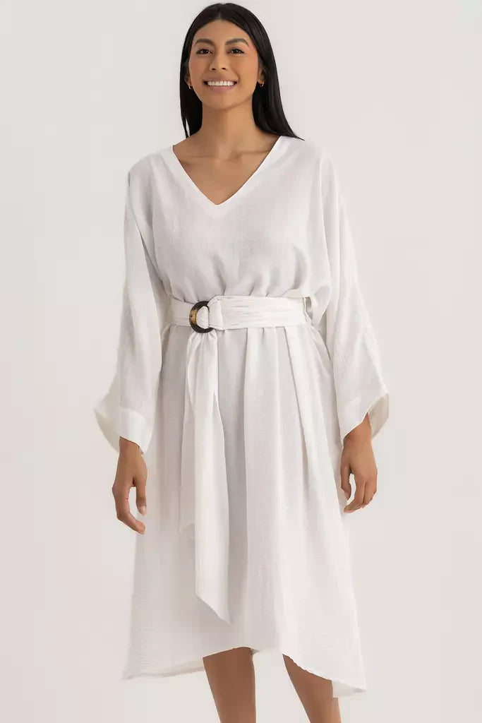 Aline V-neck Dress - Offwhite