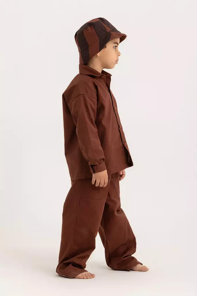 Kiko Kids Long Sleeve Shirt - Chestnut Oxford