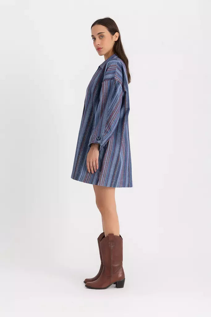 Pola Mini Shirt Dress - Indigo