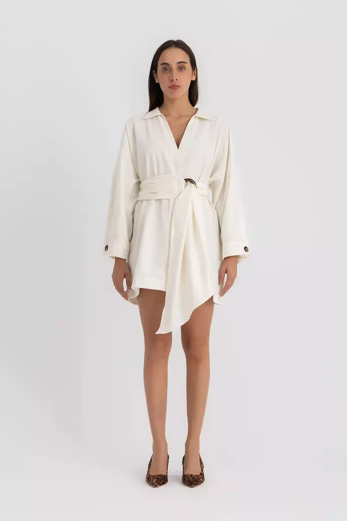Pola Mini Shirt Dress - Offwhite