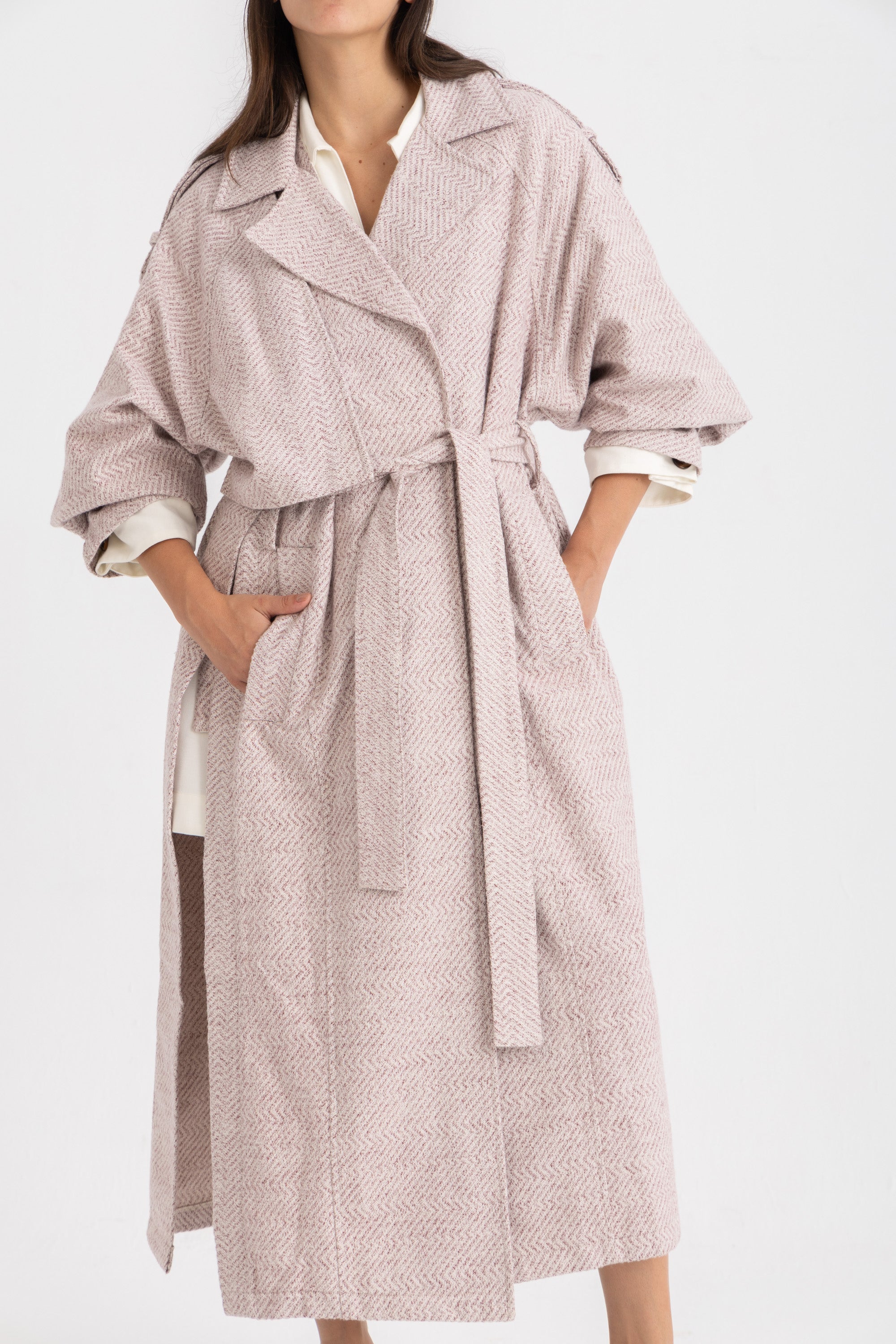 Sophia  Trench Coat - Wine