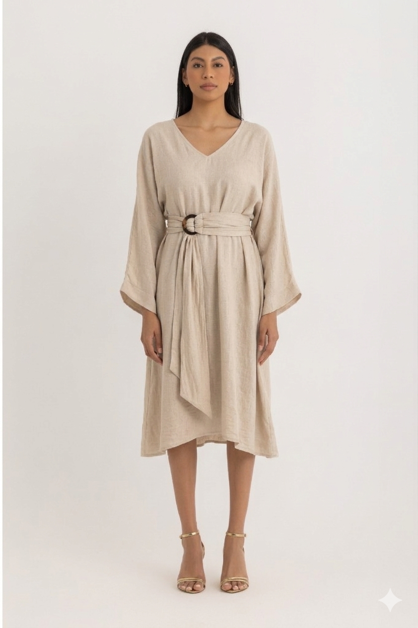 Aline V-neck Dress - Beige