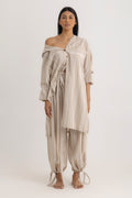 Hadia Shirt Dress - Beige Striped
