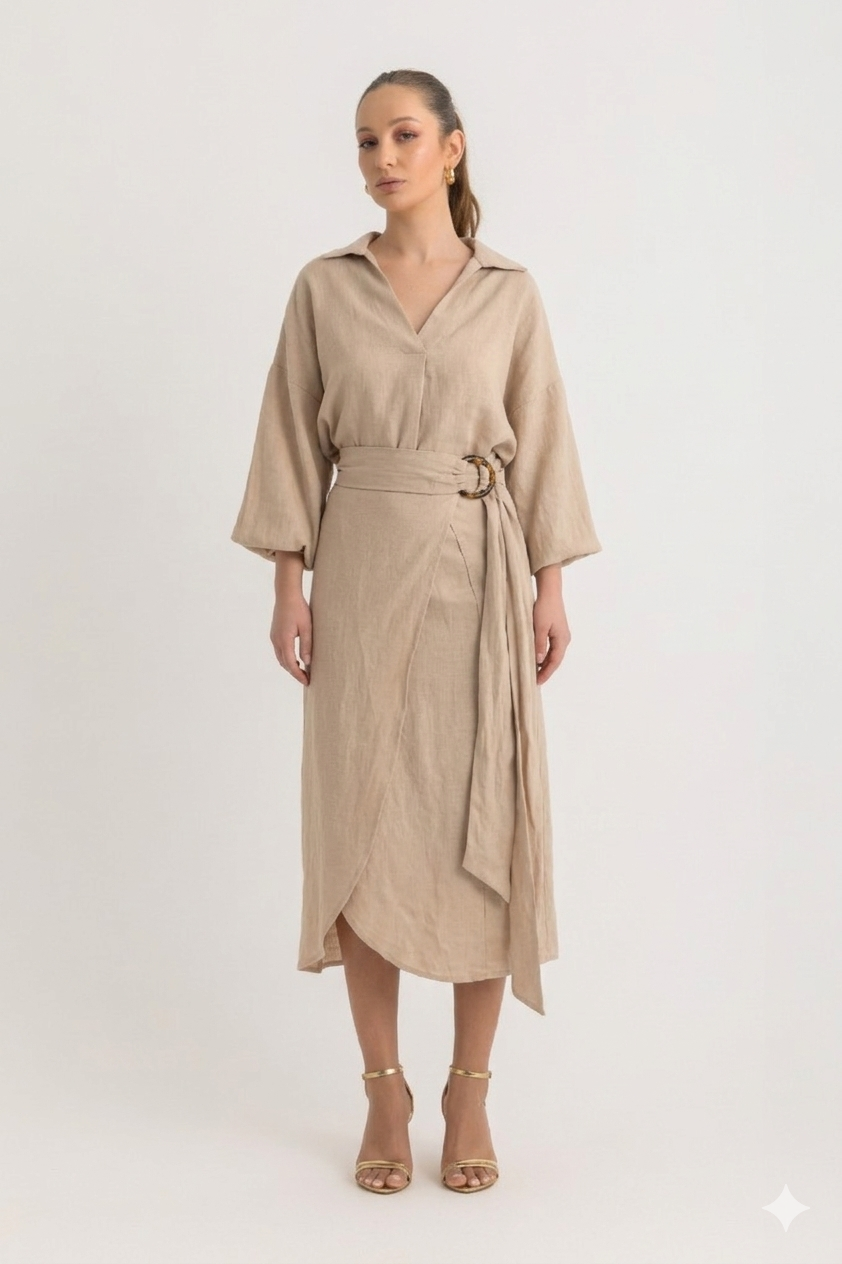 Pola Cropped Shirt - Beige