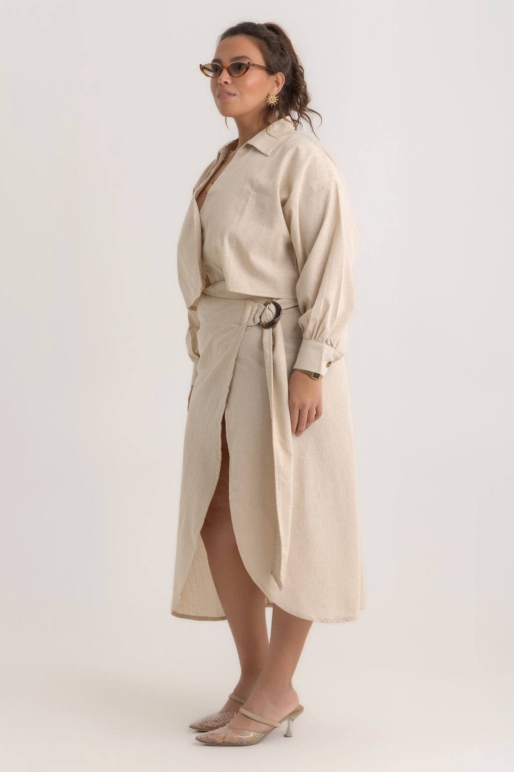 Pola Cropped Shirt - Beige