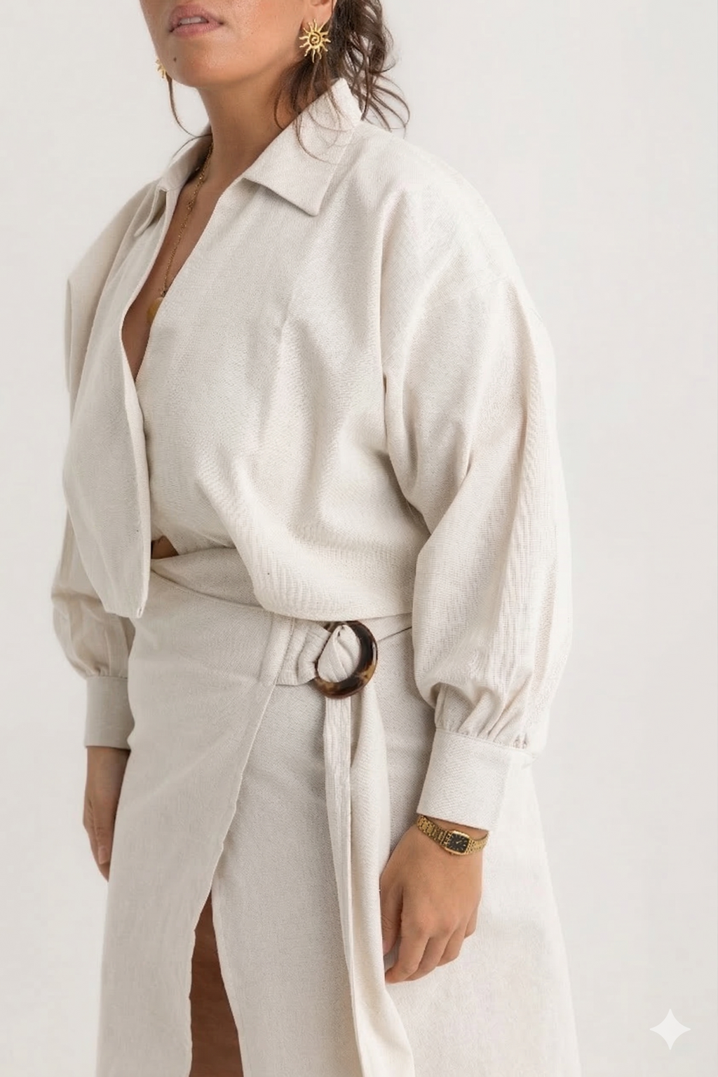Pola Cropped Shirt - Offwhite
