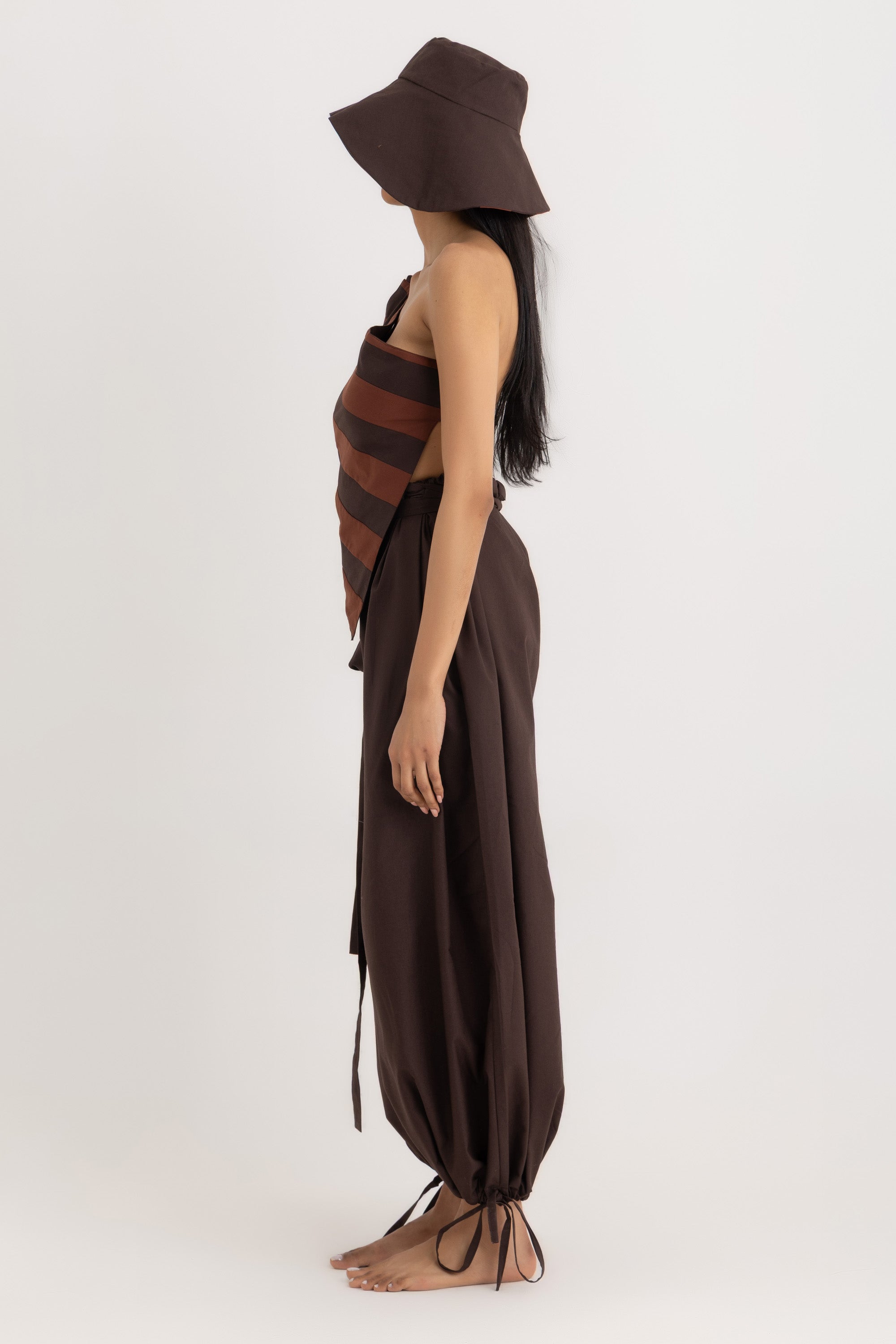 Coucou Reversible Bucket Hat- Deep Brown Oxford