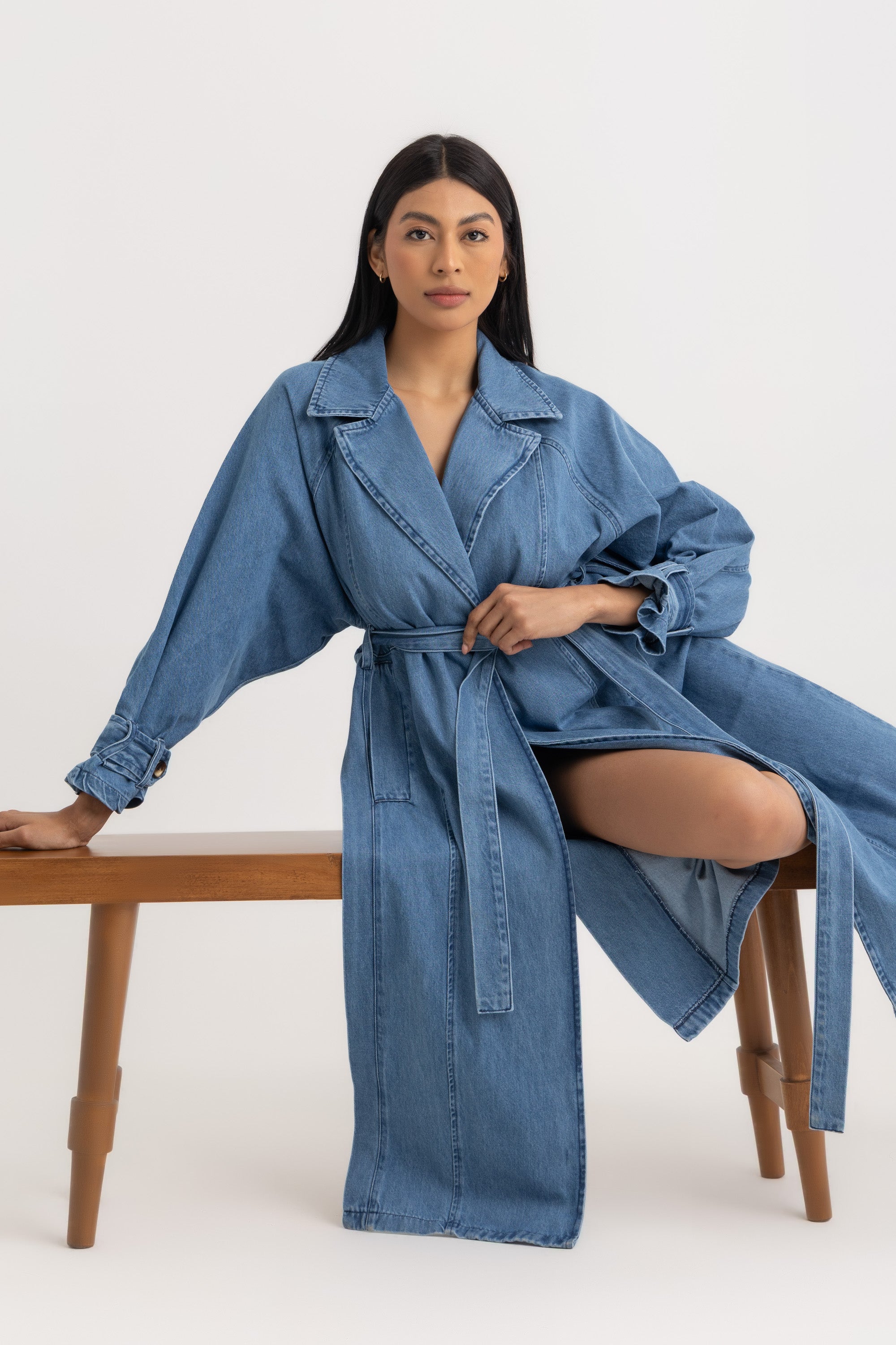 Sophia Trench Coat- Denim