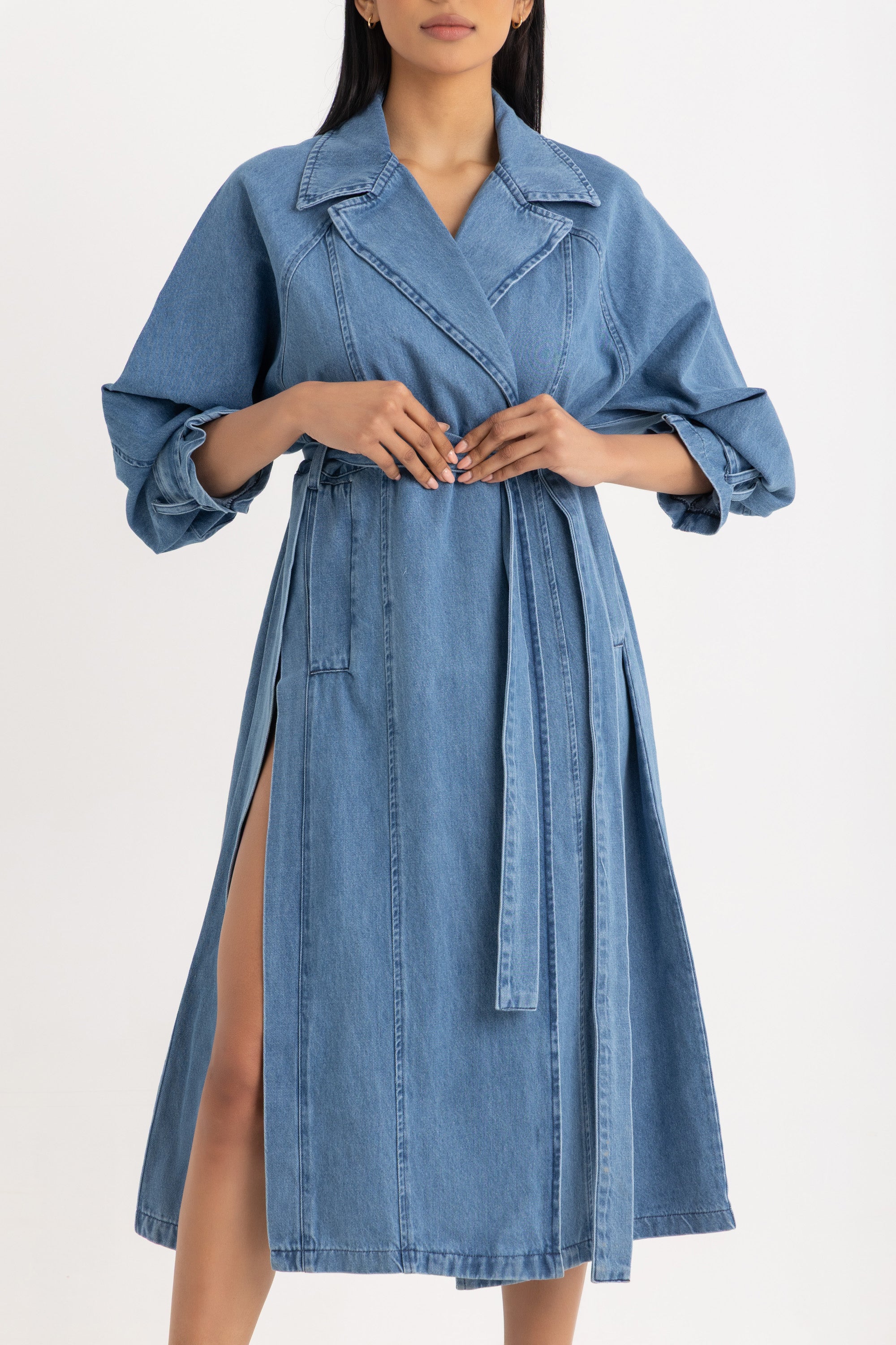 Sophia Trench Coat- Denim