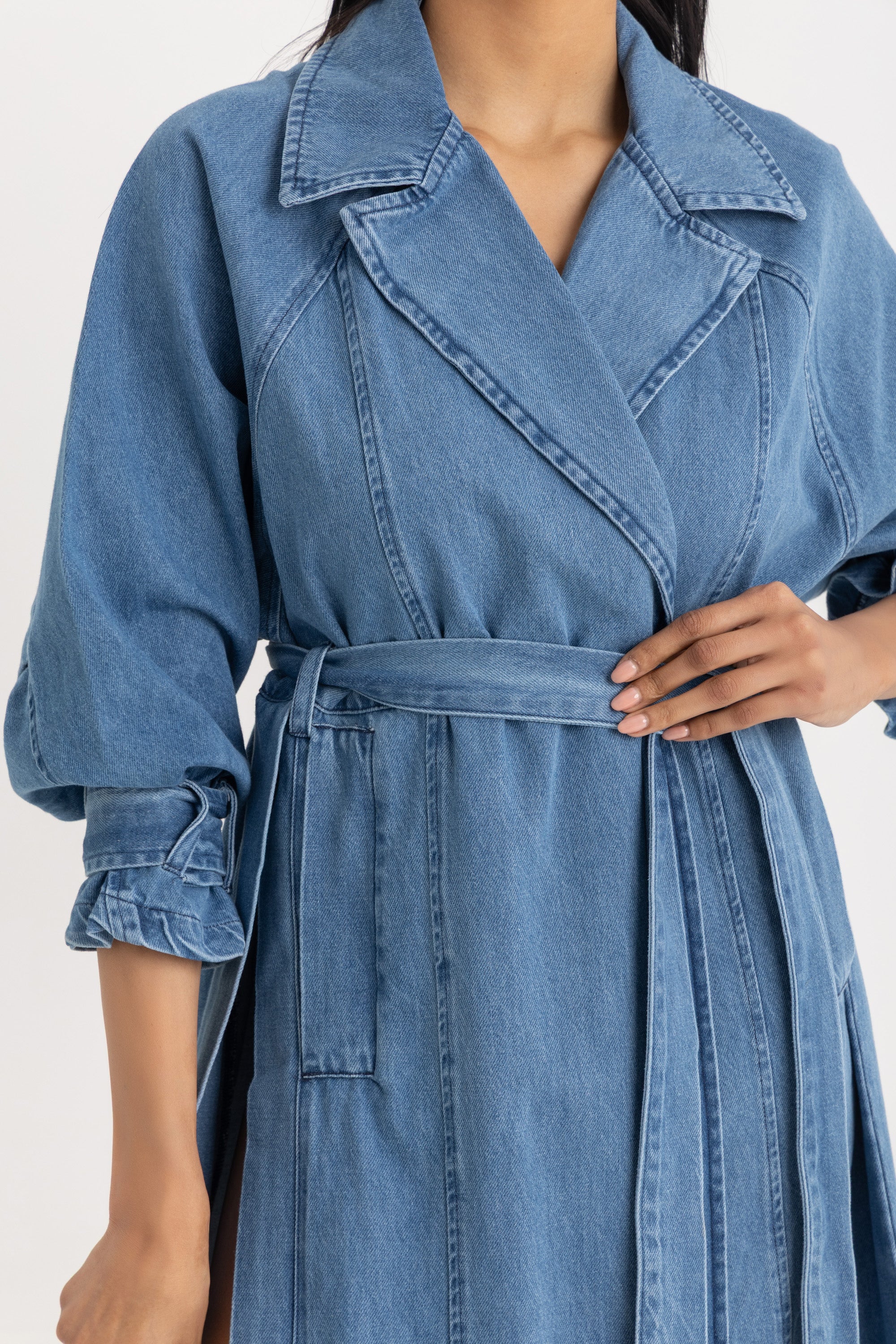 Sophia Trench Coat- Denim
