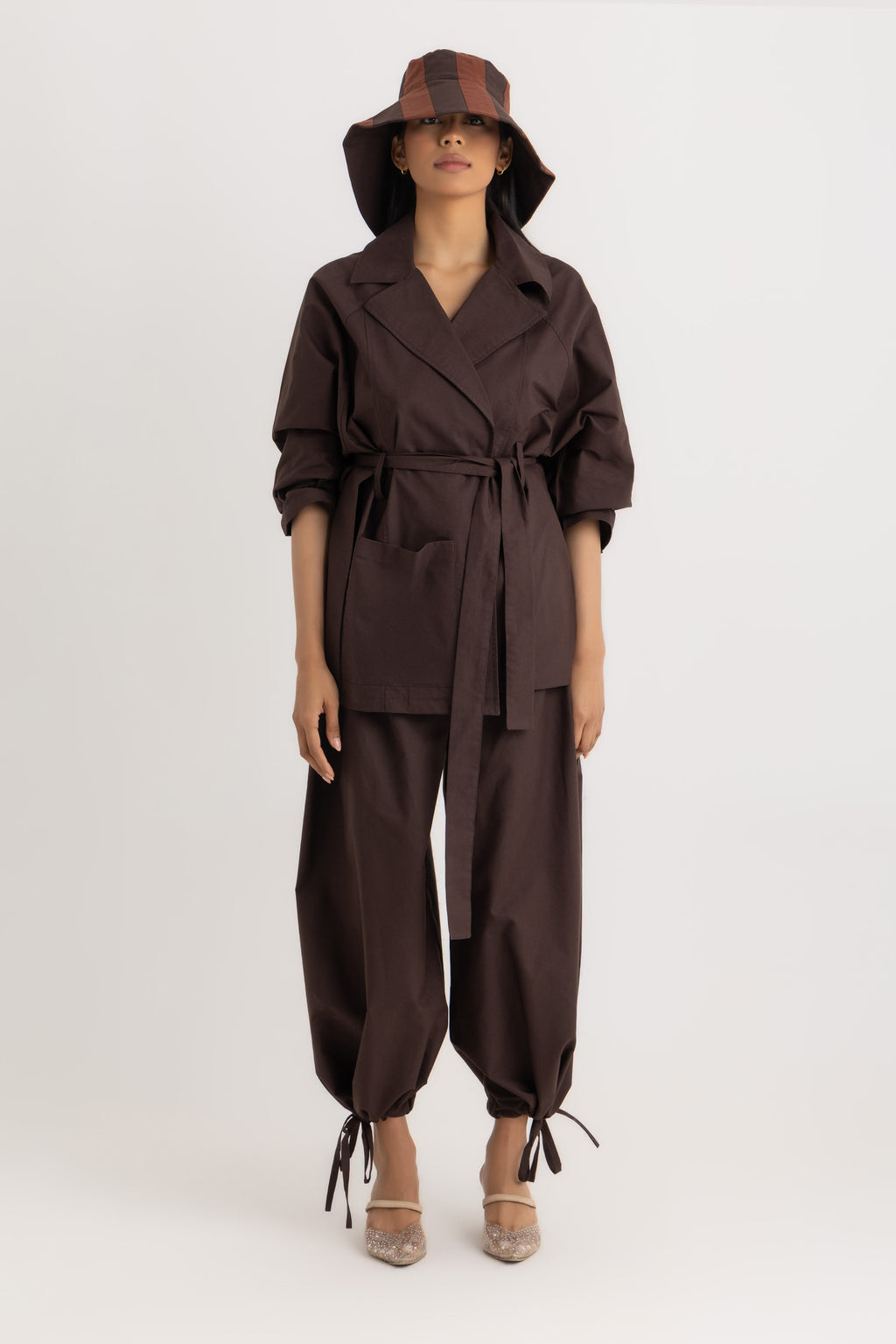 Sophia Trench  Jacket - Deep Brown Oxford