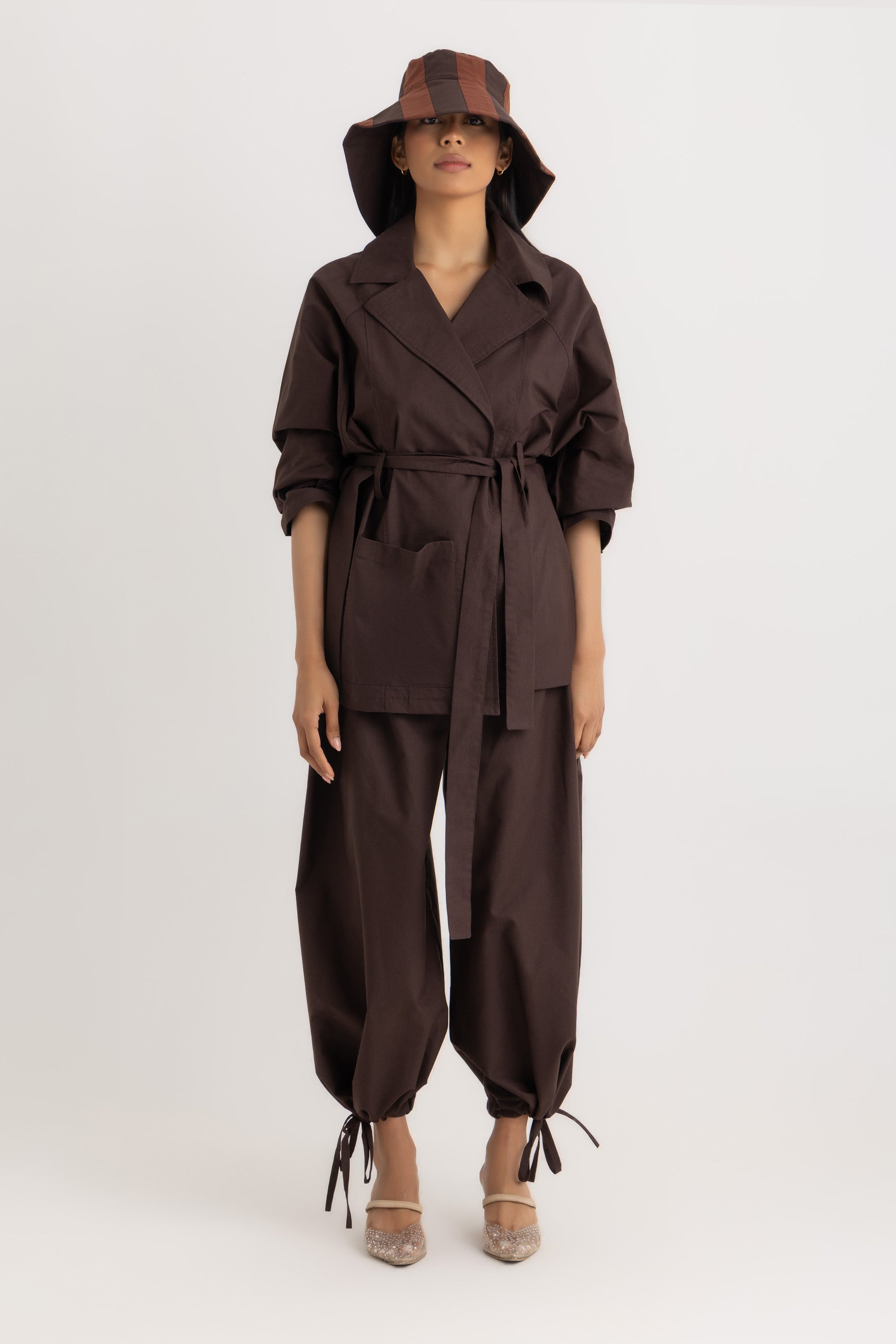Sophia Trench  Jacket - Deep Brown Oxford