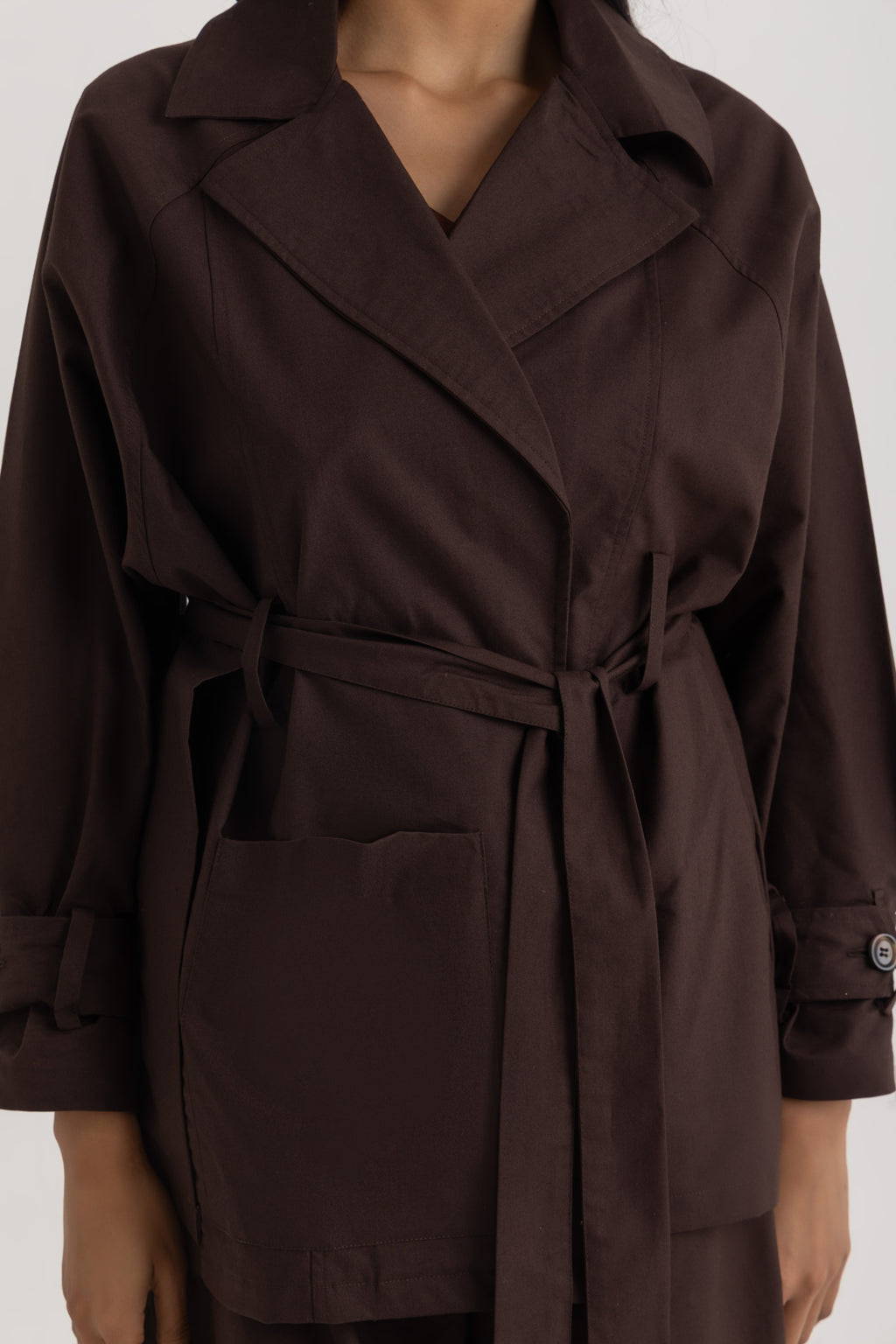 Sophia Trench  Jacket - Deep Brown Oxford