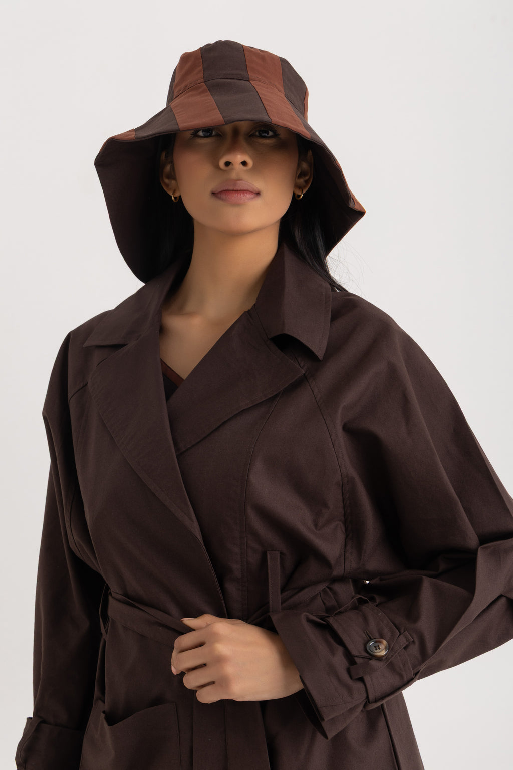 Sophia Trench  Jacket - Deep Brown Oxford