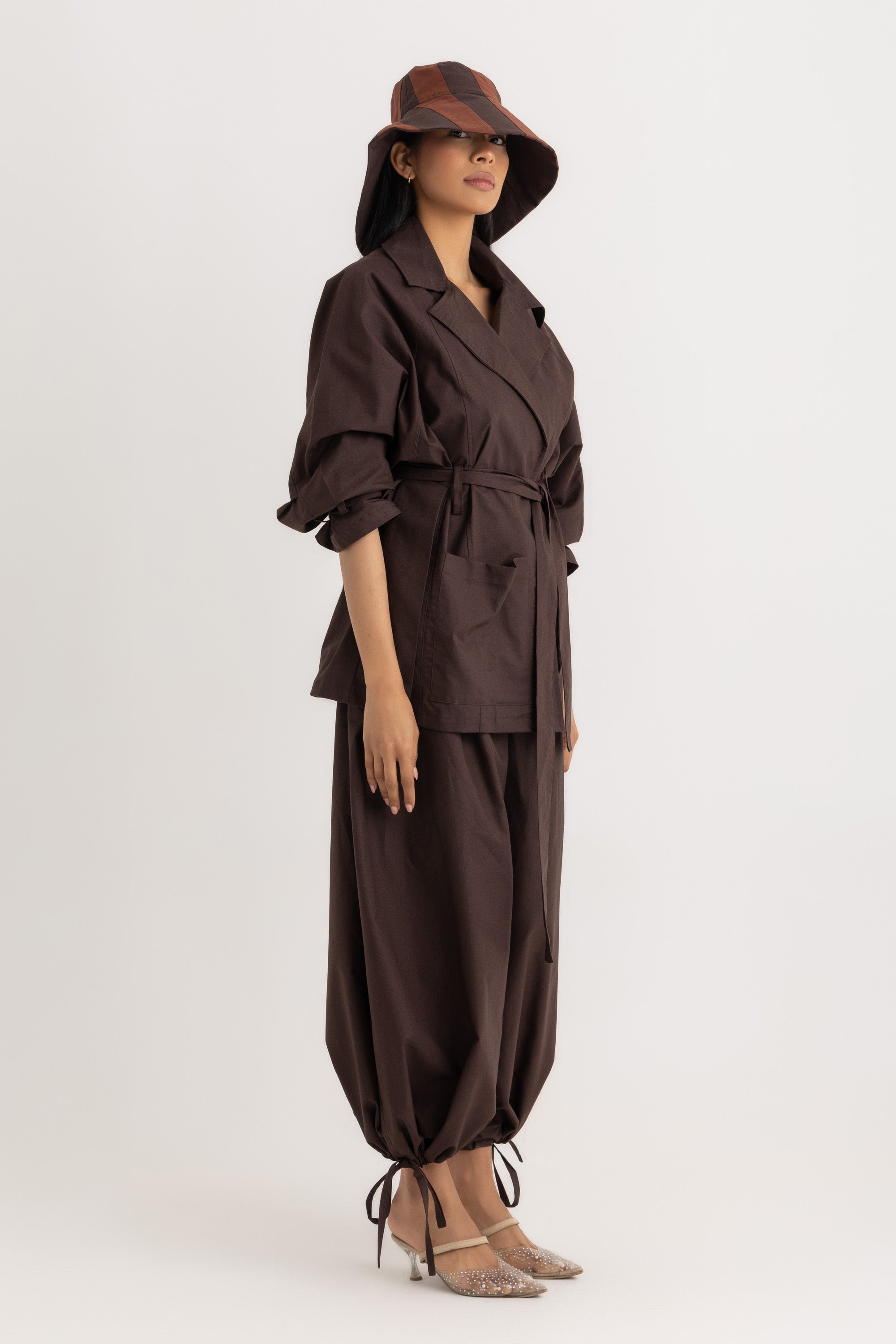 Sophia Trench  Jacket - Deep Brown Oxford