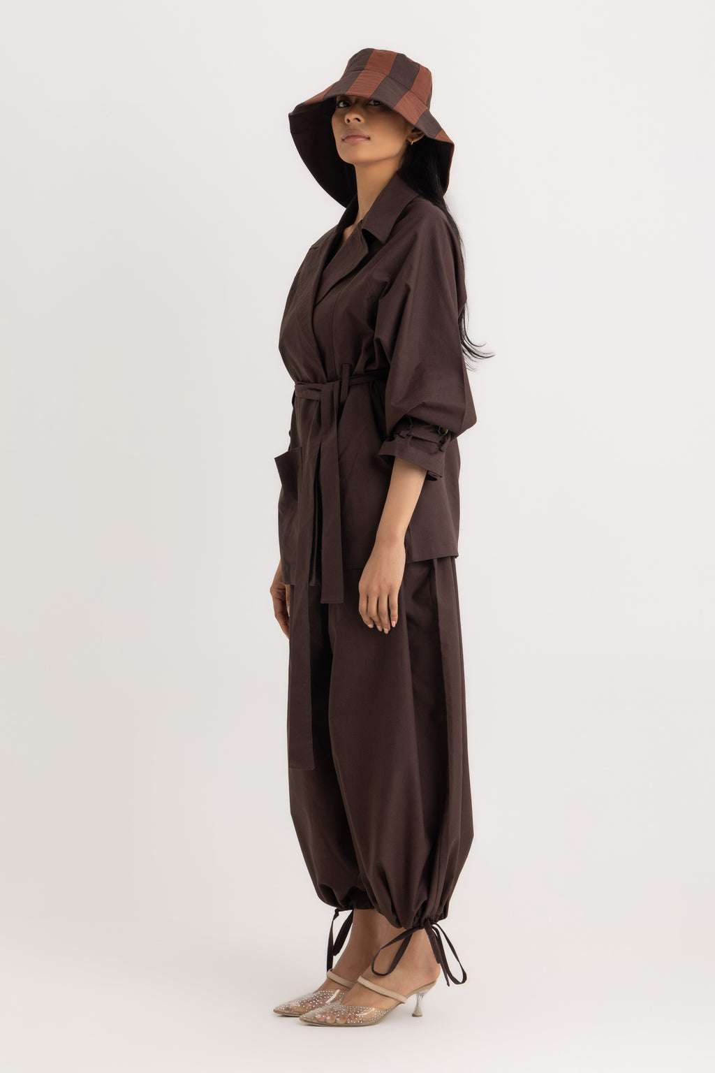 Sophia Trench  Jacket - Deep Brown Oxford