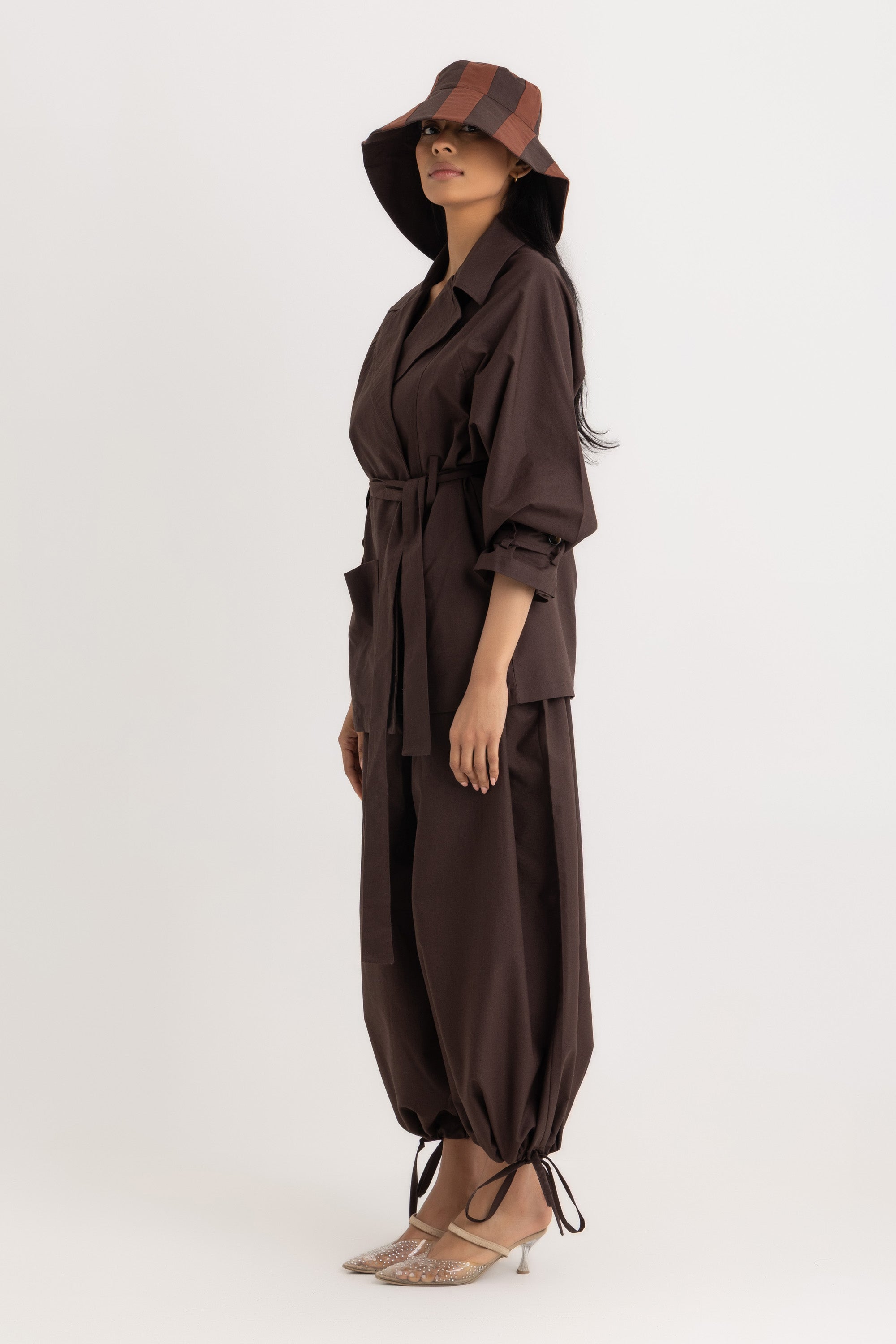 Sophia Trench  Jacket - Deep Brown Oxford