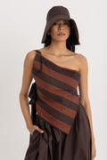 Soko Backless Top - Deep Brown Striped Oxford