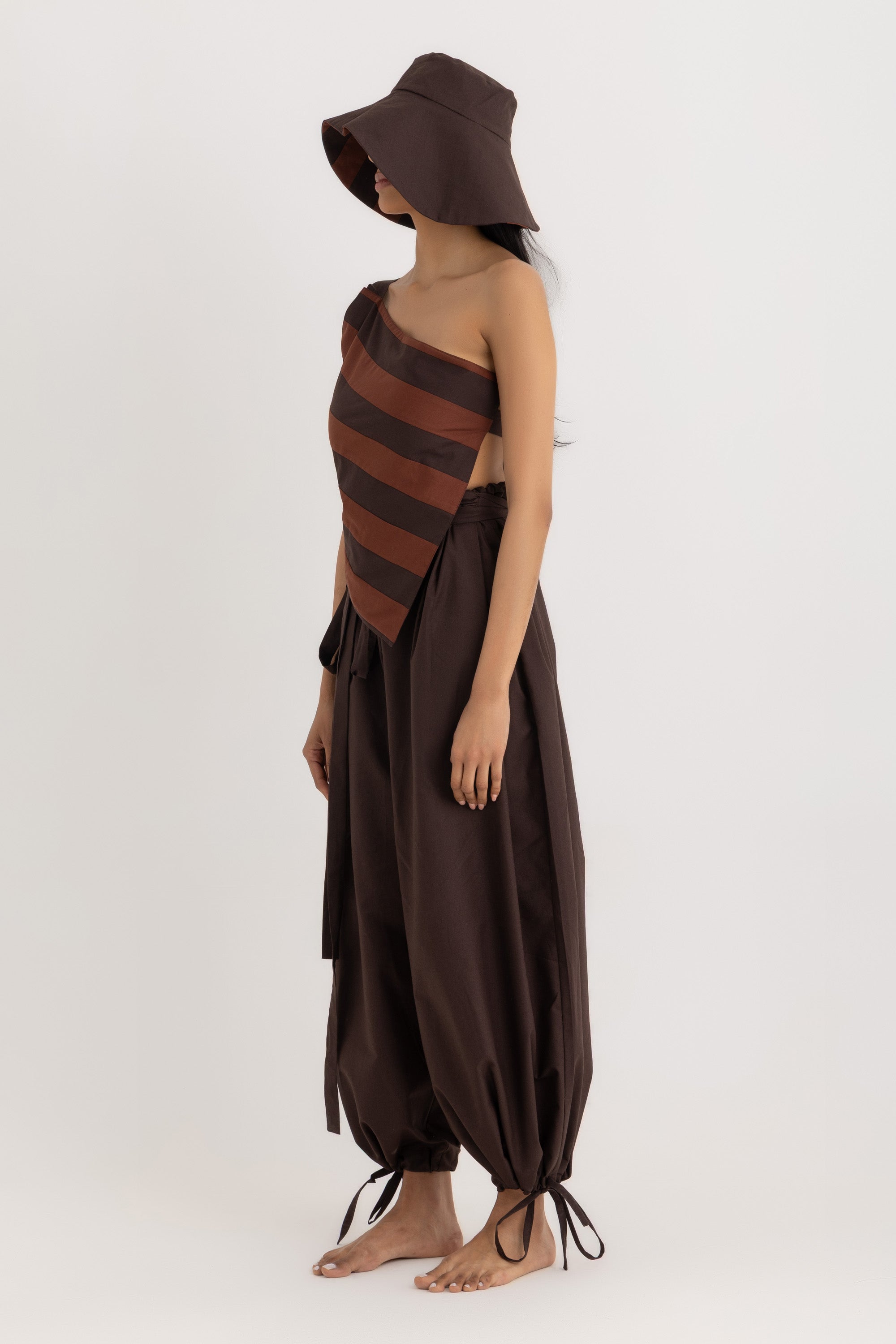 Soko Backless Top - Deep Brown Striped Oxford