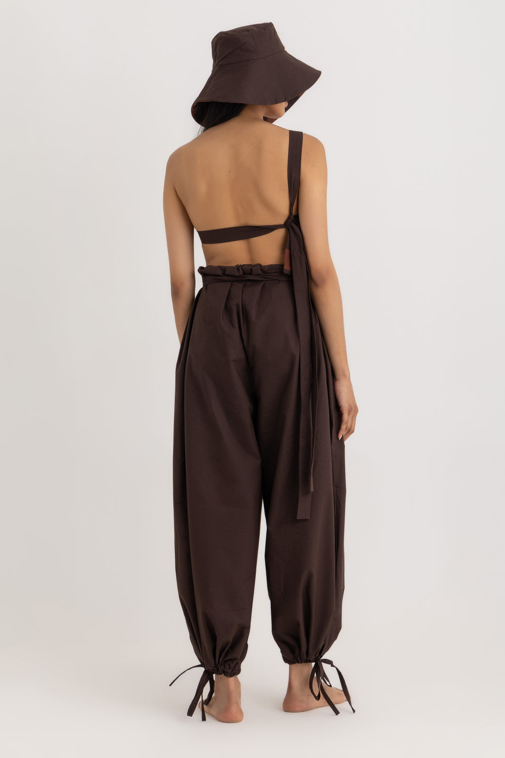 Soko Backless Top - Deep Brown Striped Oxford