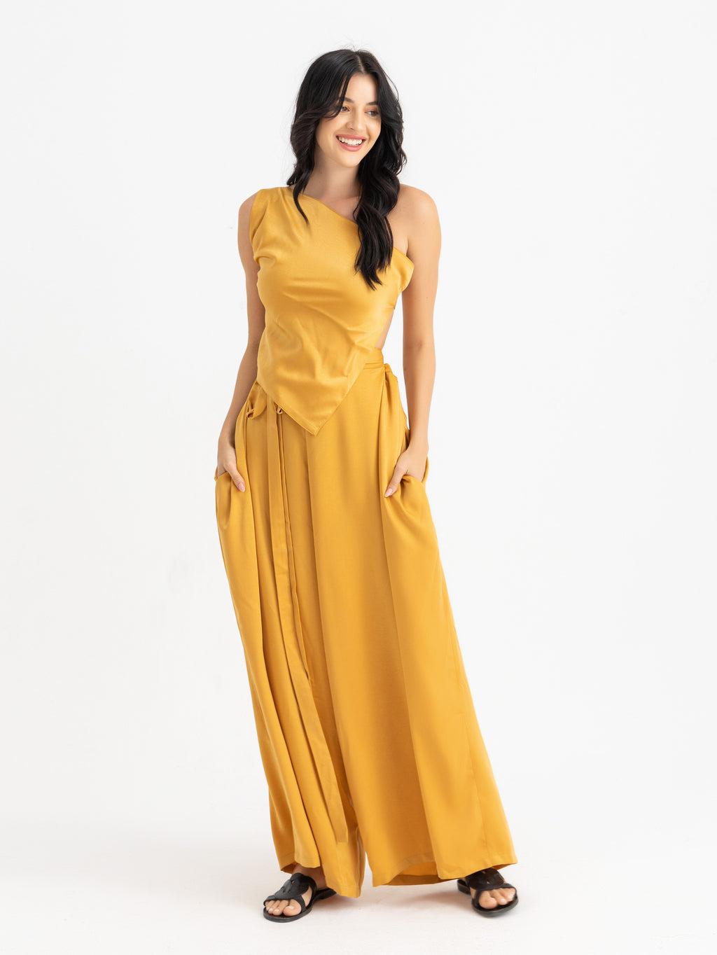Magic Pants - Mustard Satin