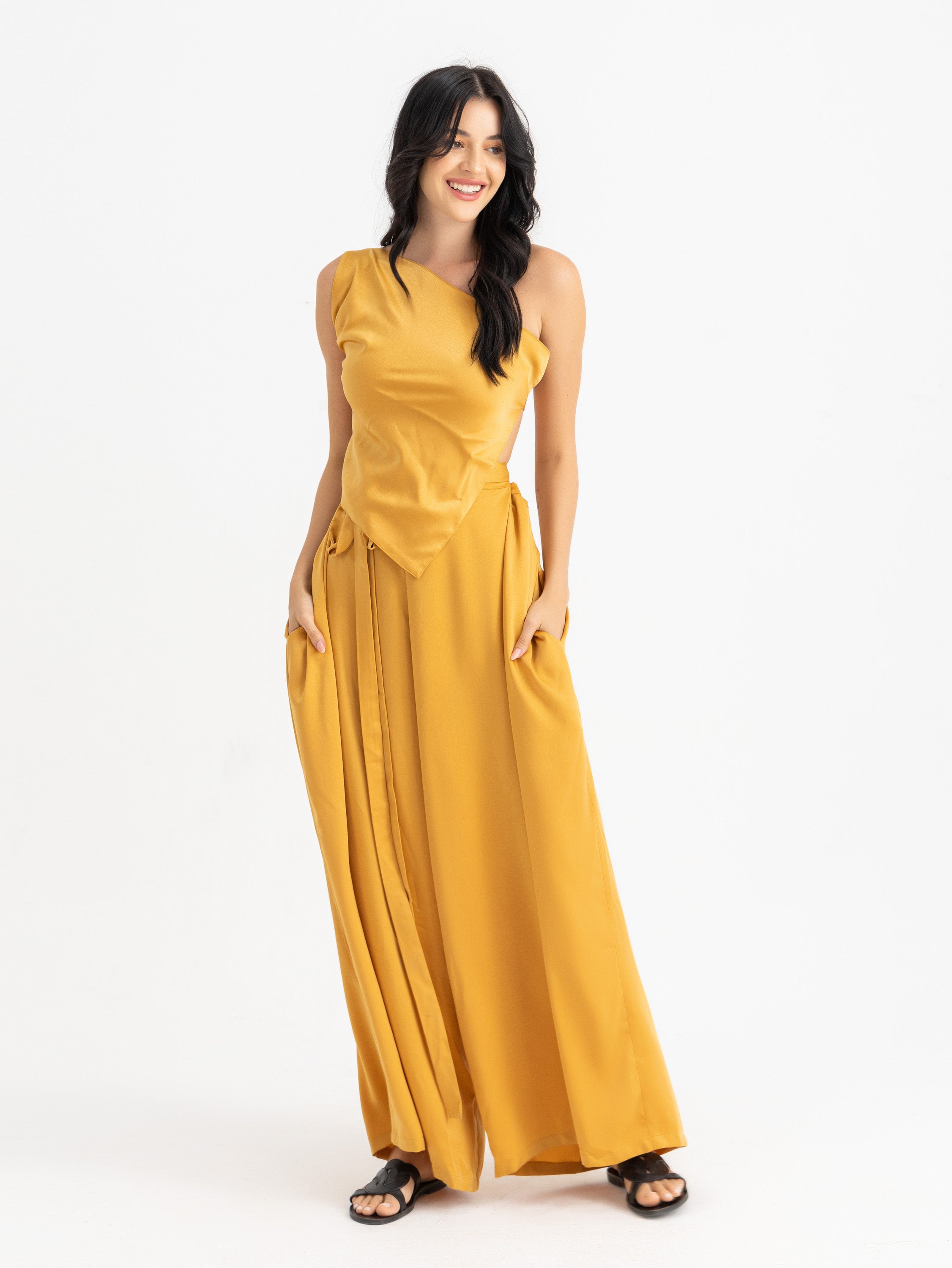 Magic Pants - Mustard Satin