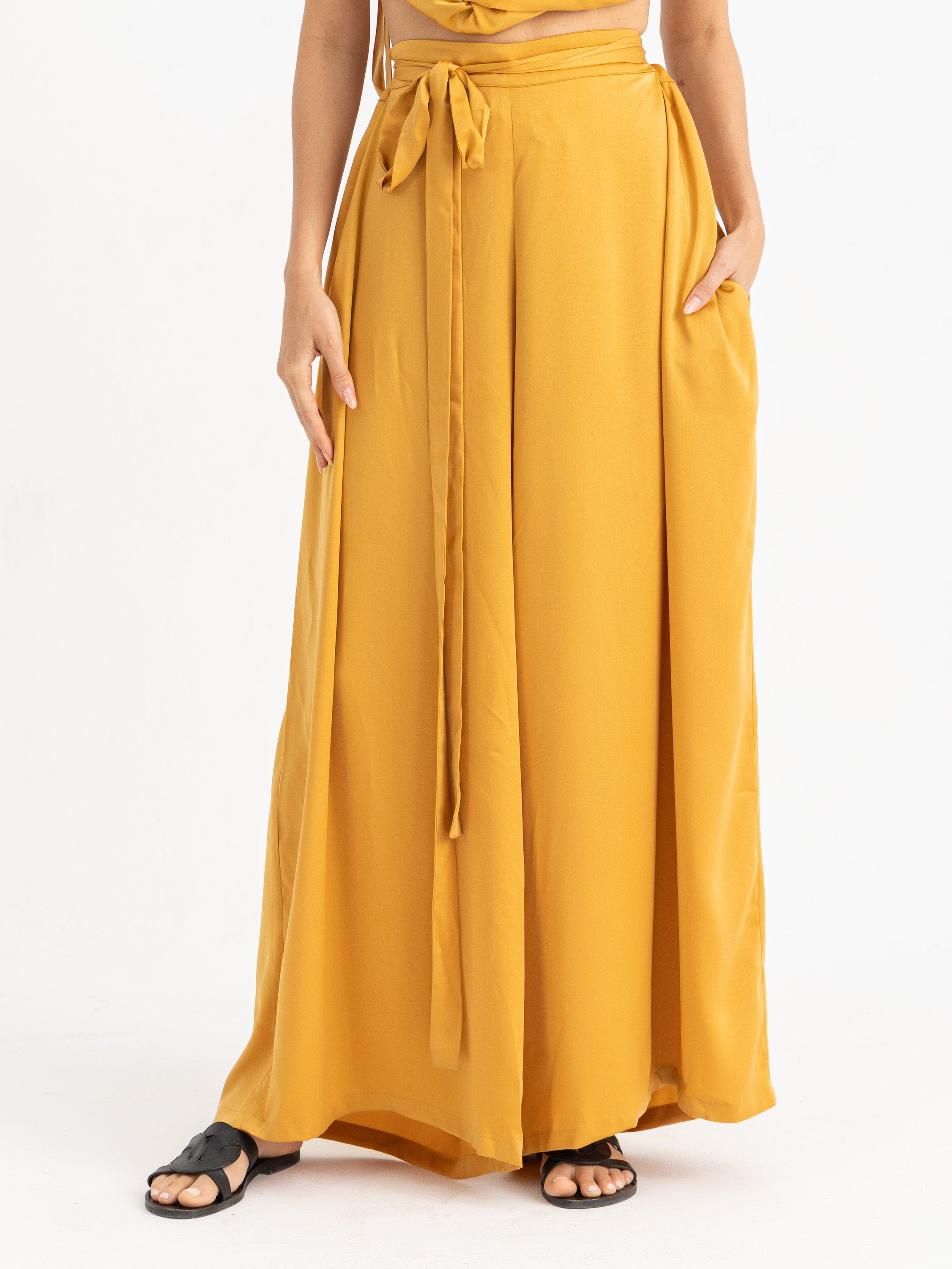Magic Pants - Mustard Satin