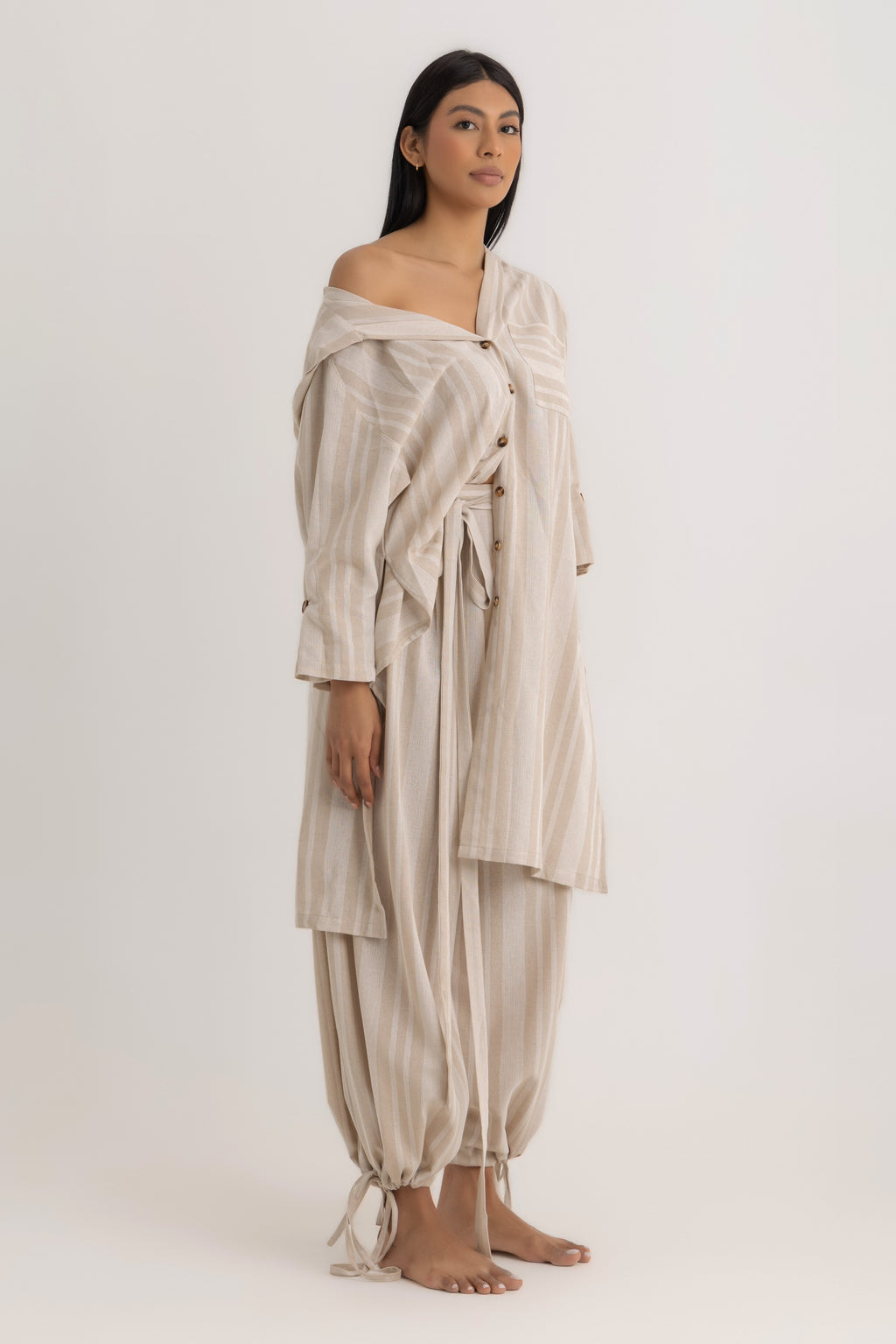 Magic Relaxed Pants - Beige Striped