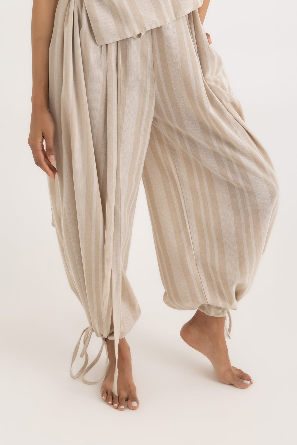 Magic Relaxed Pants - Beige Striped