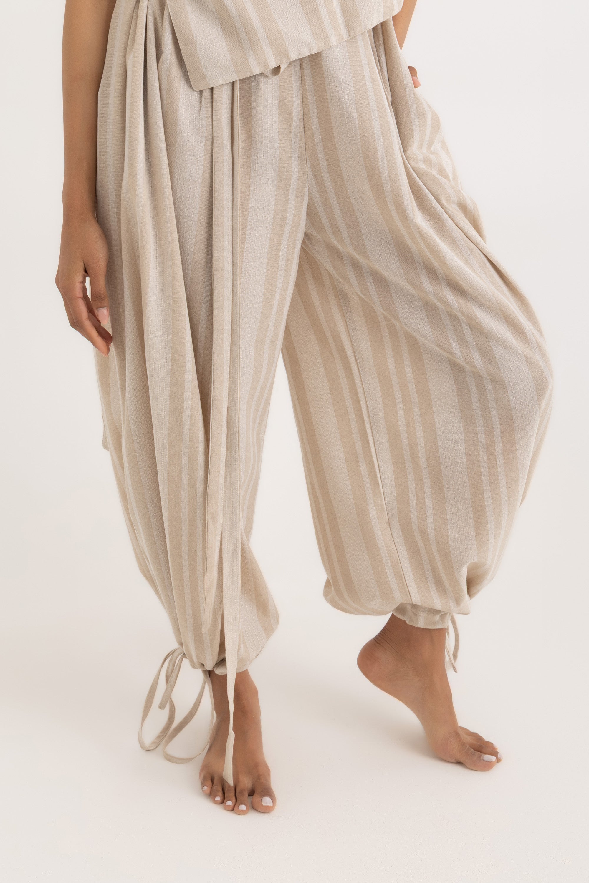 Magic Relaxed Pants - Beige Striped