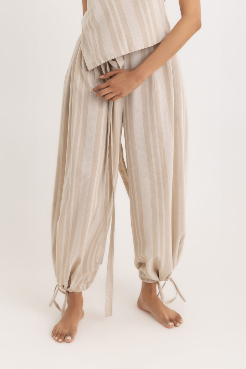 Magic Relaxed Pants - Beige Striped