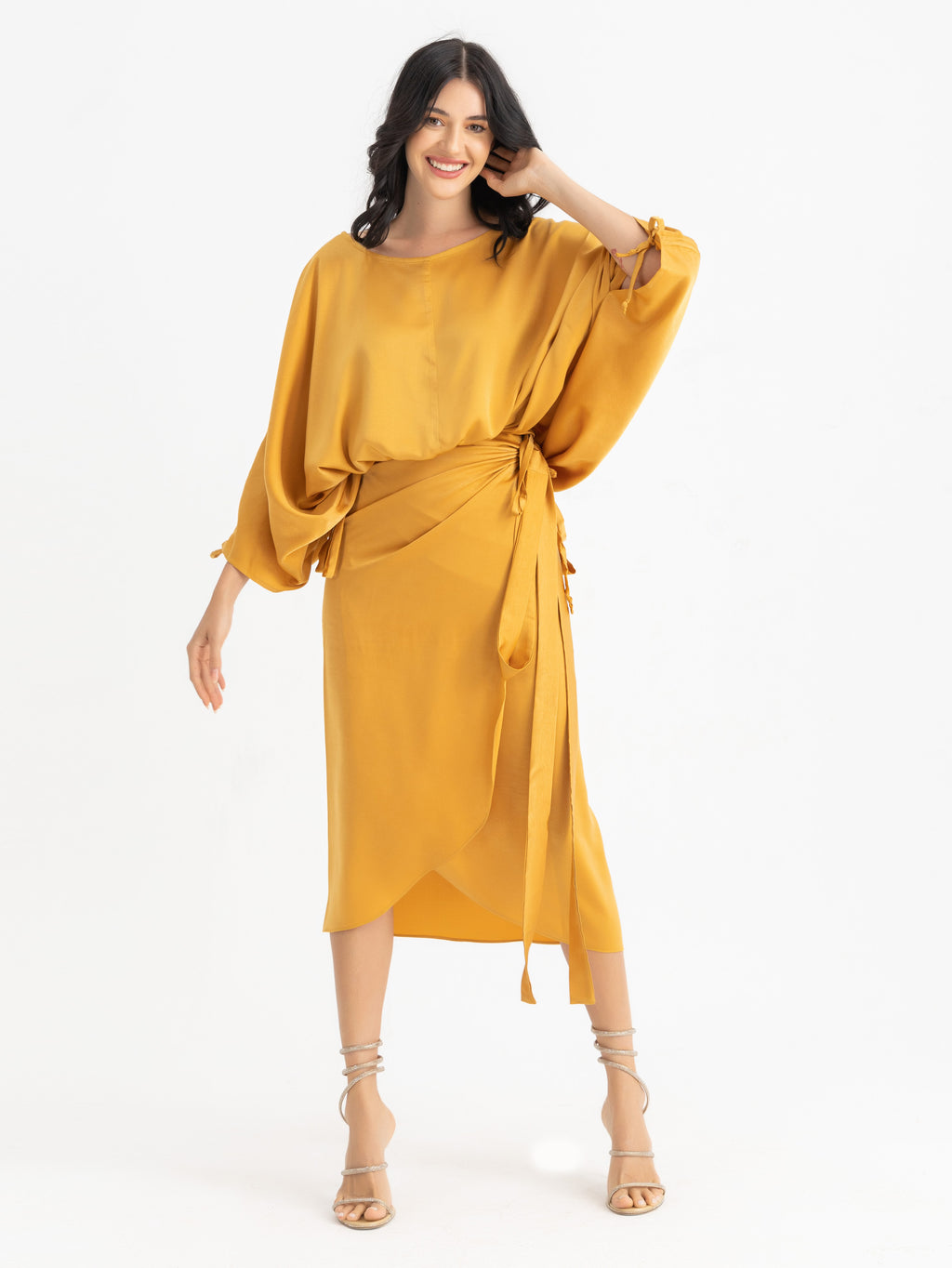 Sky Crop Top - Mustard Satin