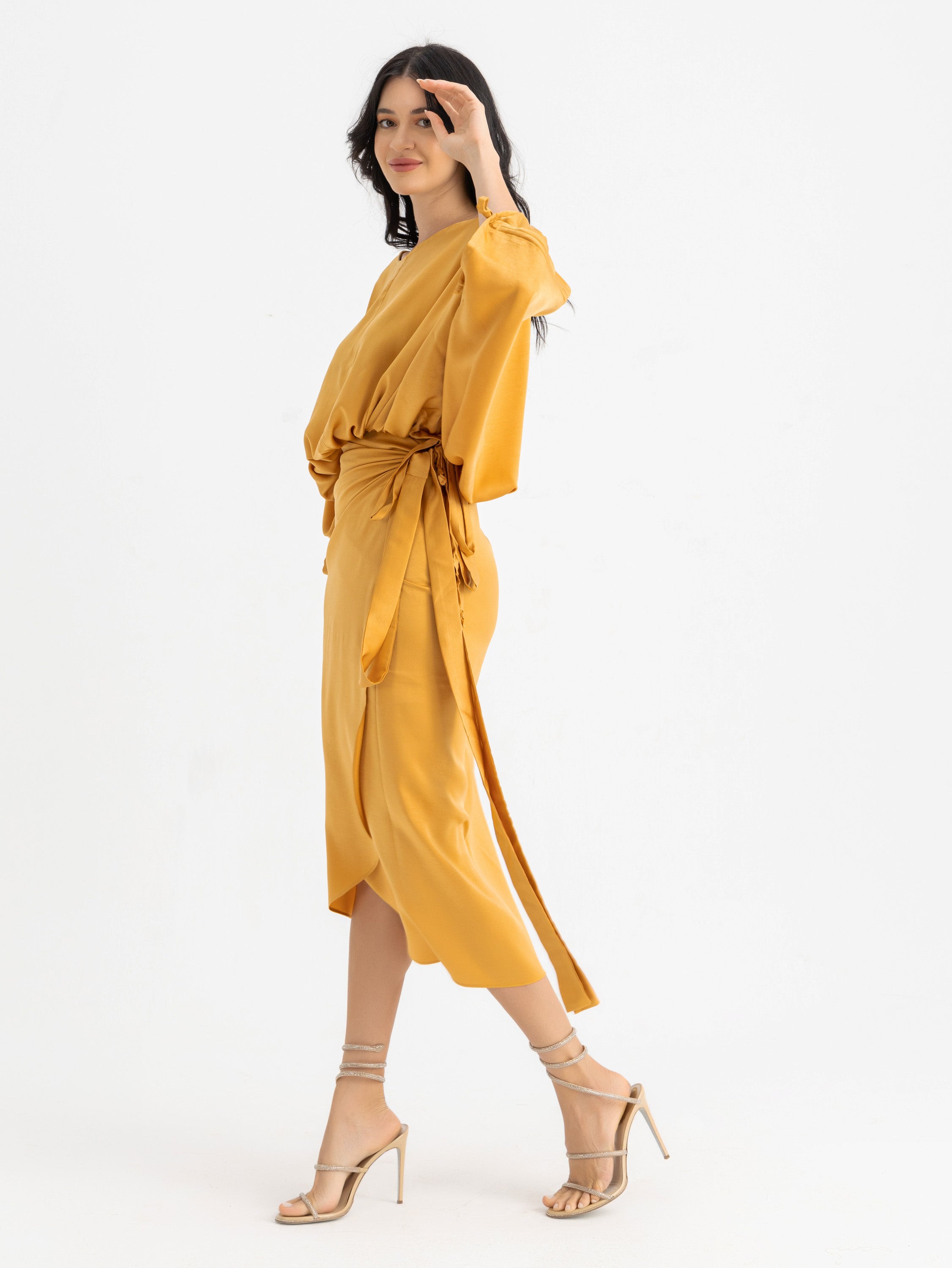 Sky Crop Top - Mustard Satin