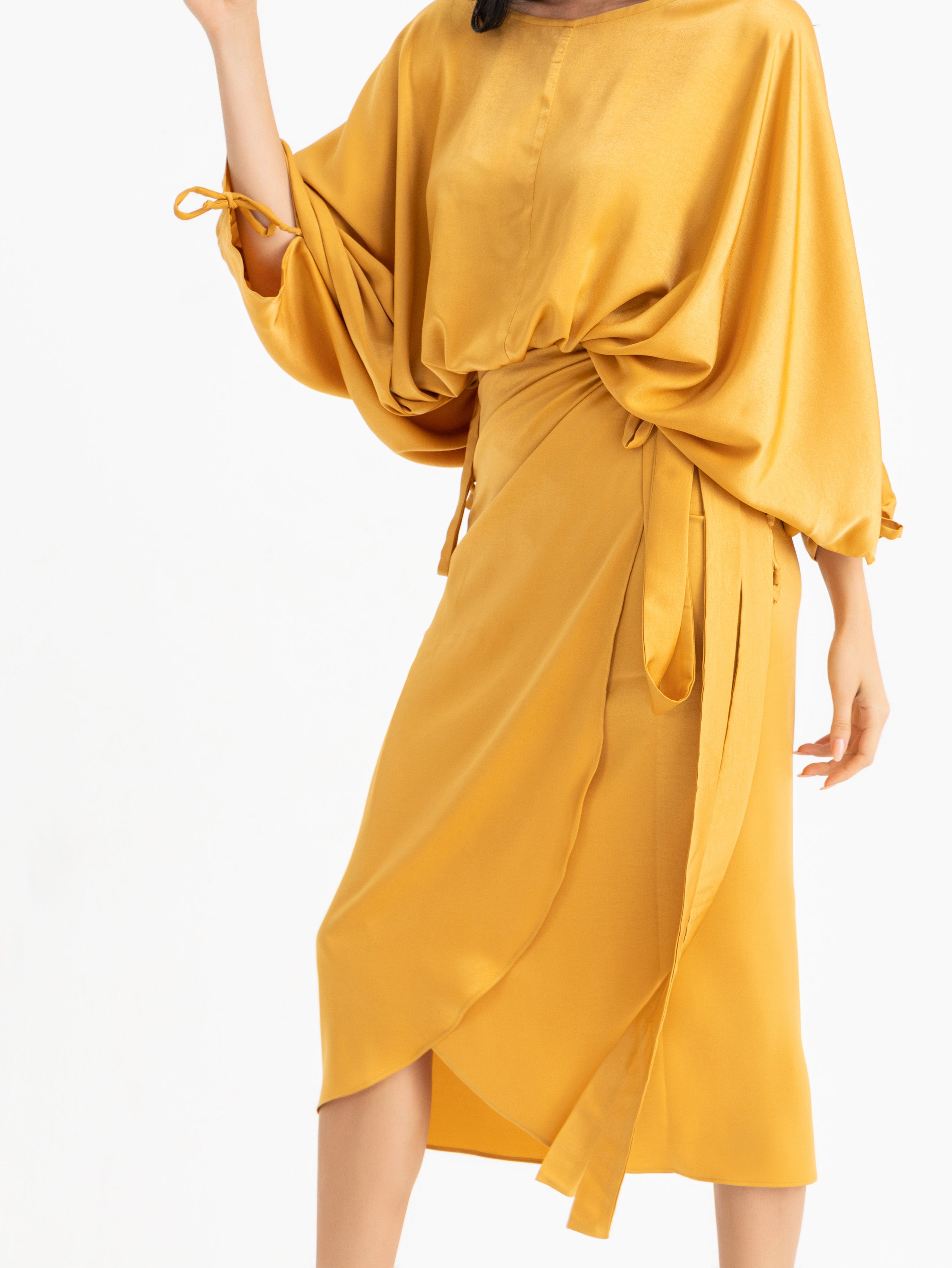 Sky Crop Top - Mustard Satin