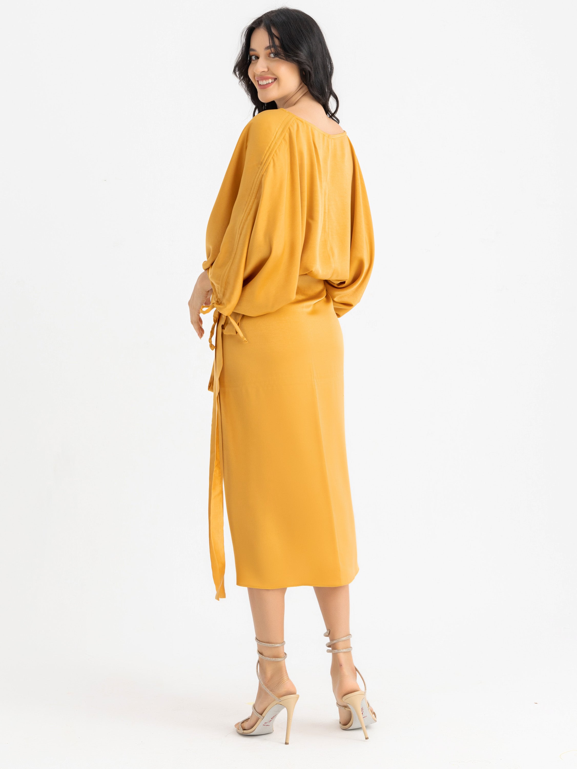 Sky Crop Top - Mustard Satin