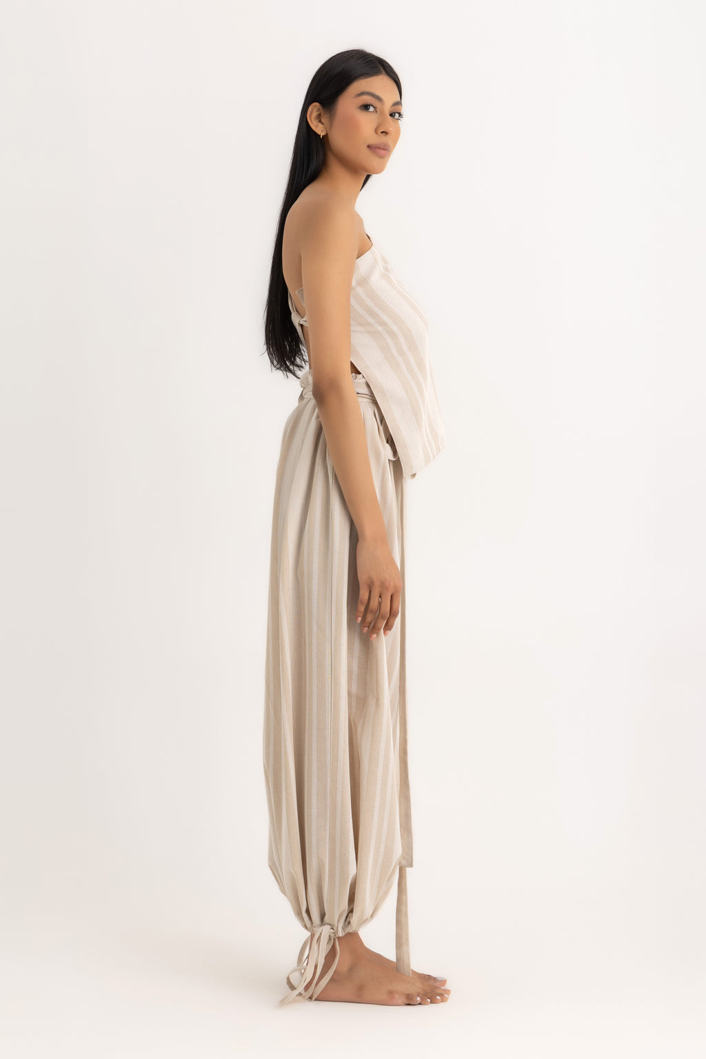 Magic Relaxed Pants - Beige Striped