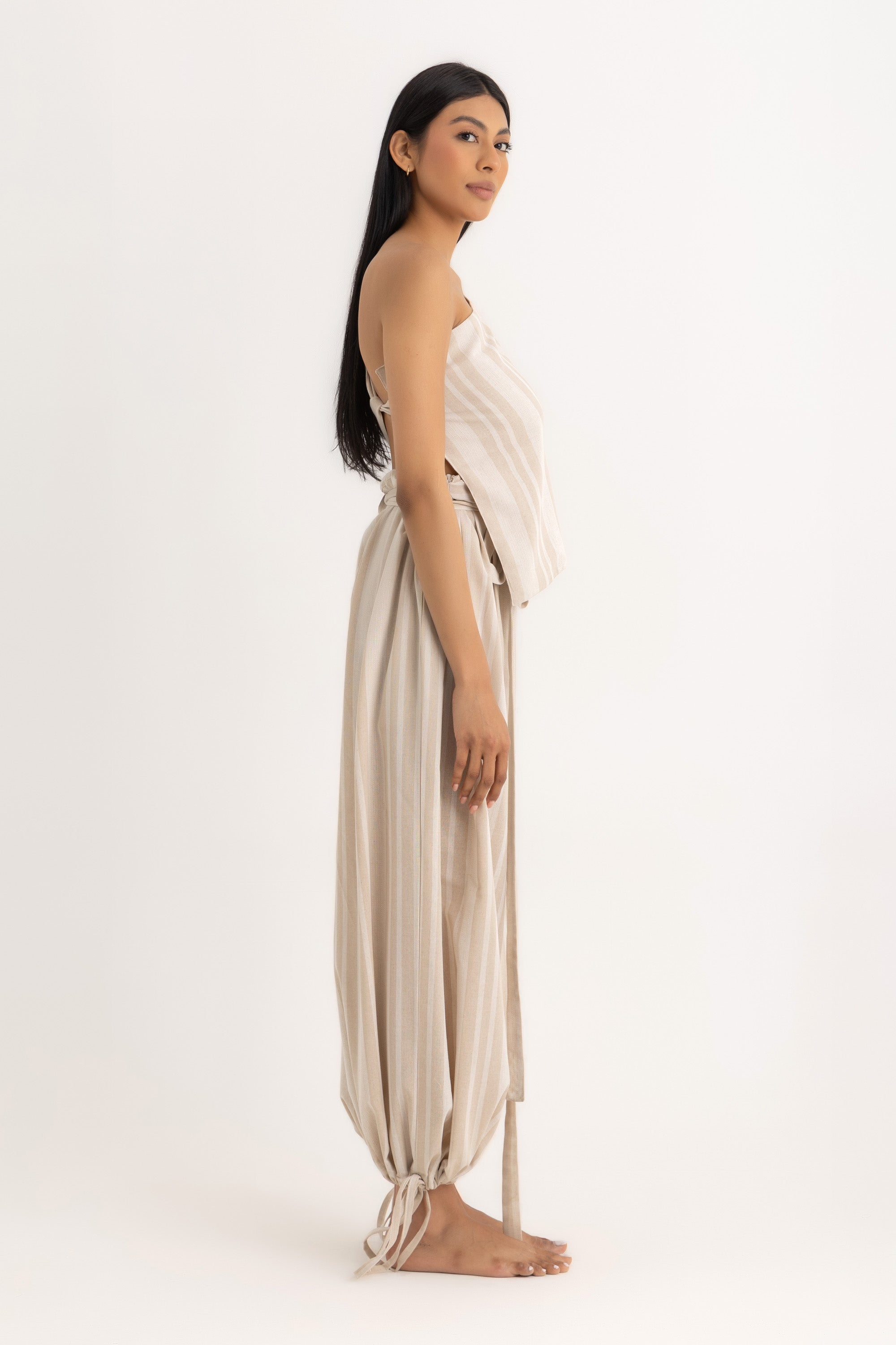 Magic Relaxed Pants - Beige Striped
