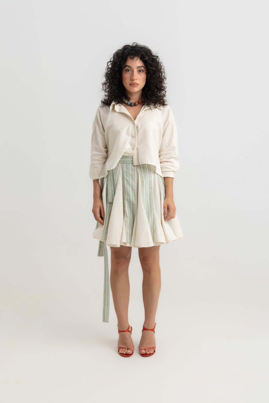 Jamila Cropped Shirt- Offwhite Linen