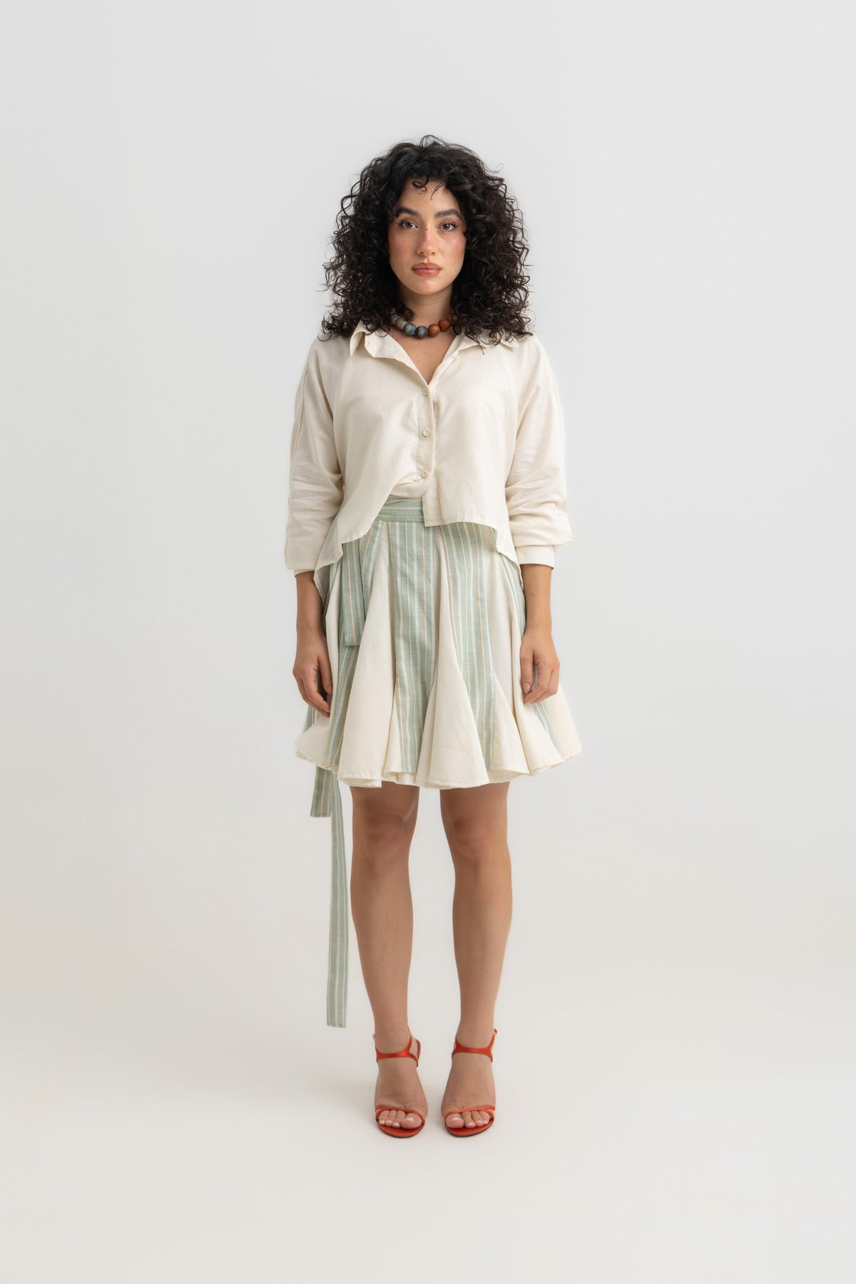 Jamila Cropped Shirt- Offwhite Linen