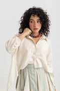 Jamila Cropped Shirt- Offwhite Linen