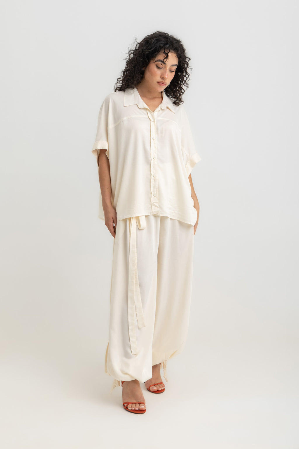 Nara Cropped Shirt- Offwhite