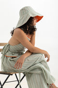 Coucou Reversible Bucket Hat- Green Stripe