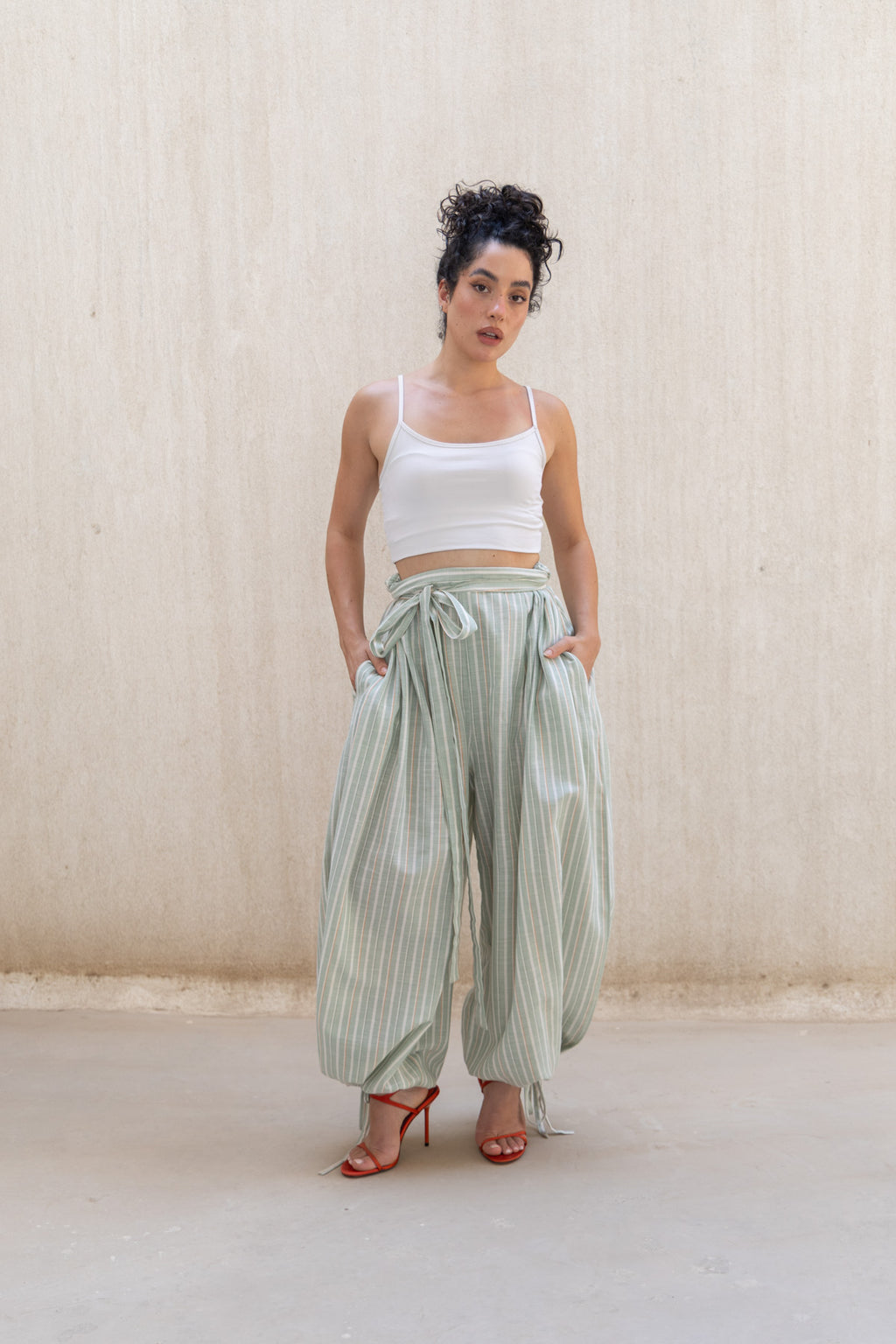 Magic Relaxed Pants - Green Striped