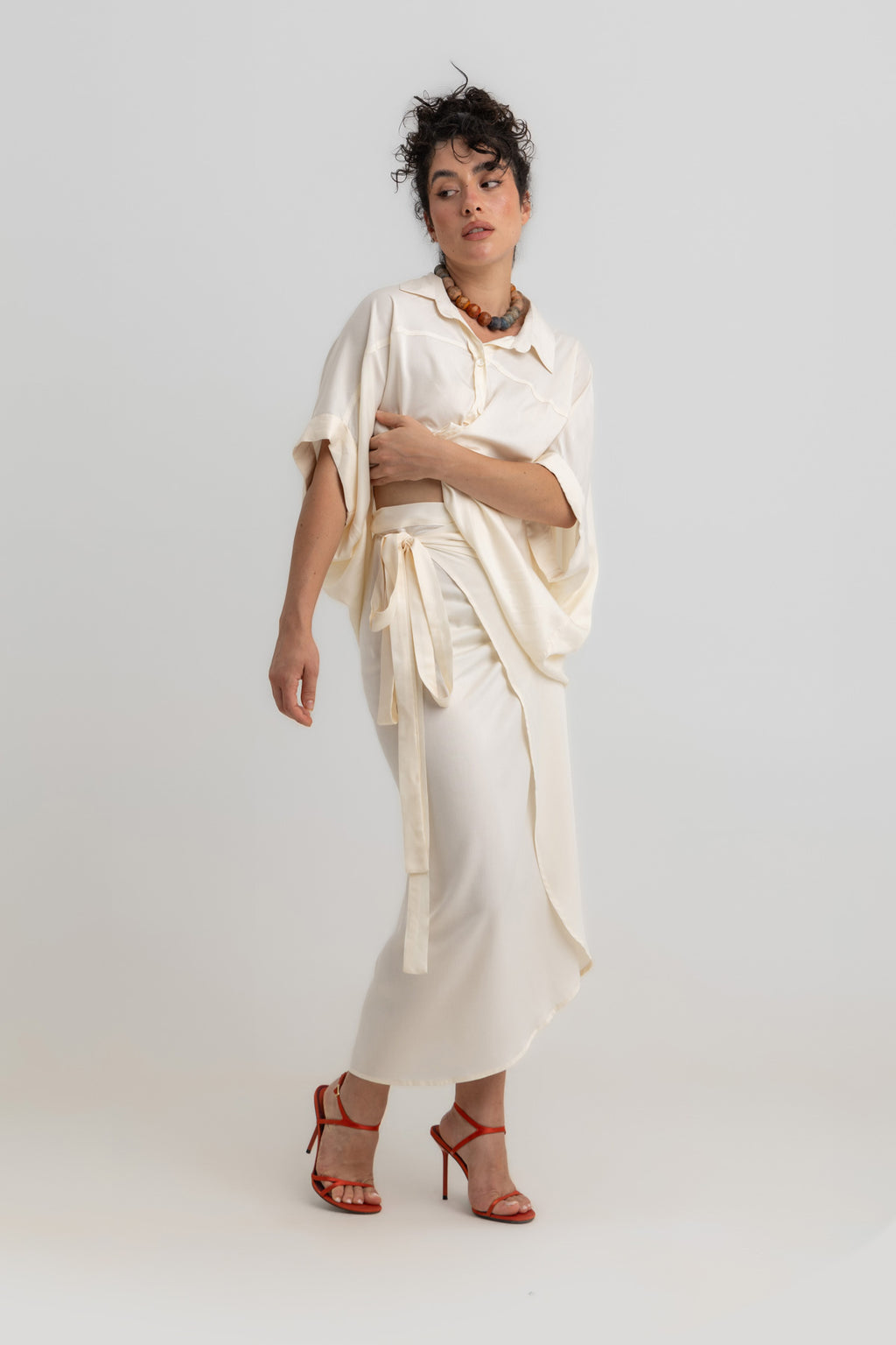Carolina Wrapped Skirt- Offwhite