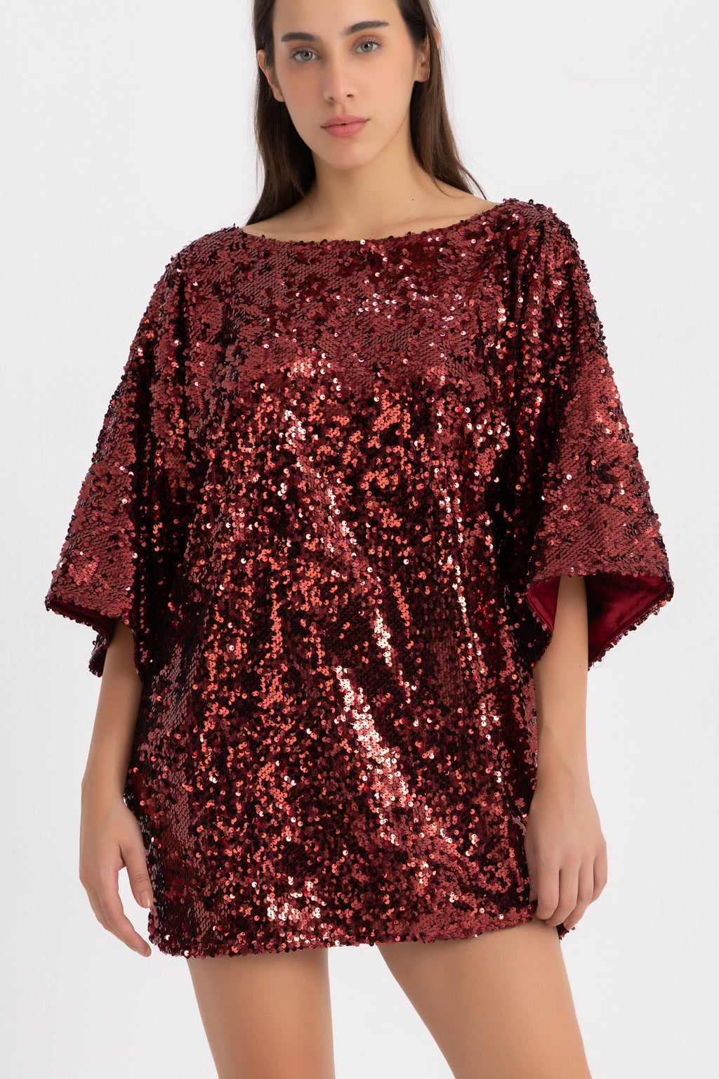 Titi T-shirt Dress - Wine Sequin