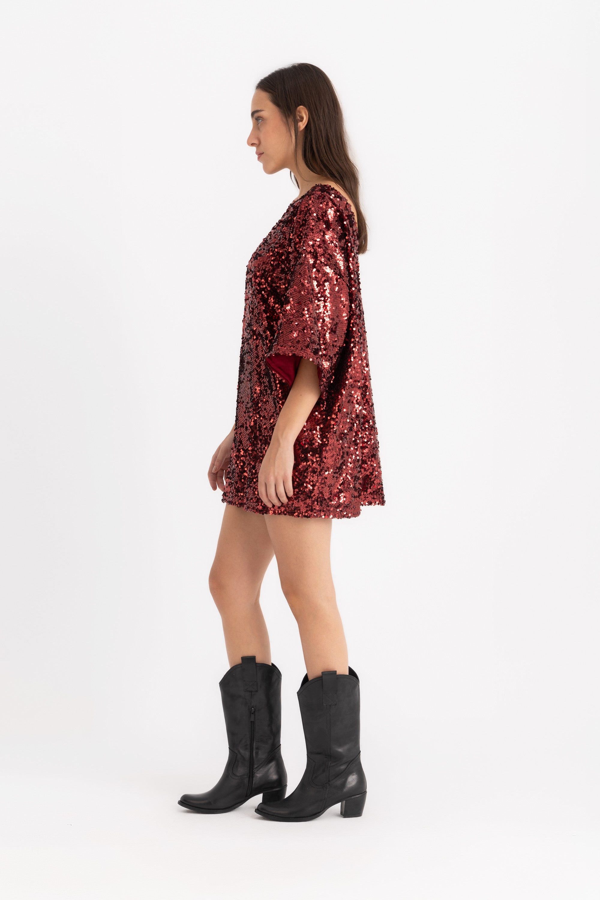 Titi T-shirt Dress - Wine Sequin